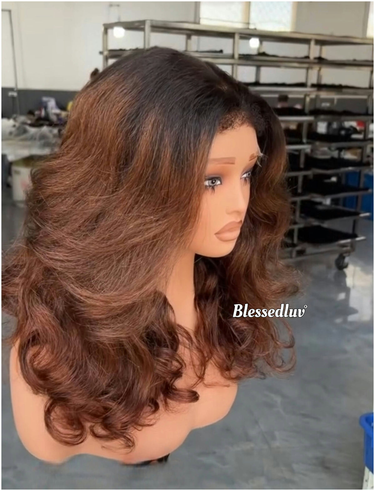 Bobbie - Ombré Blowout Curls Texture Ventilated Kinky Wig / Choose Lagos Hairline or Standard Hairline-Blessedluv.com-Brazilianweave.com