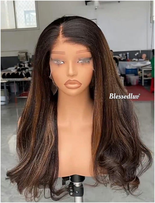 Addison - Highlights Texture Ventilated Kinky Wig / Choose Lagos Hairline or Standard Hairline-Blessedluv.com-Brazilianweave.com