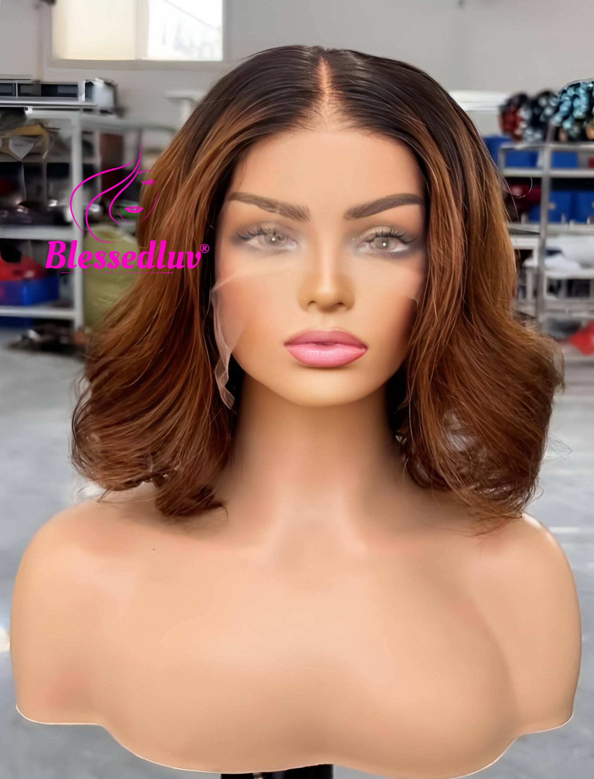 Sandra- HD Lace Frontal Ombre Wig - Bouncy Curls-WIG-Blessedluv.com-Brazilianweave.com
