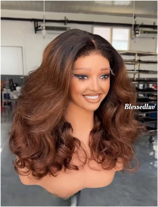 Bobbie - Ombré Blowout Curls Texture Ventilated Kinky Wig / Choose Lagos Hairline or Standard Hairline-Blessedluv.com-Brazilianweave.com