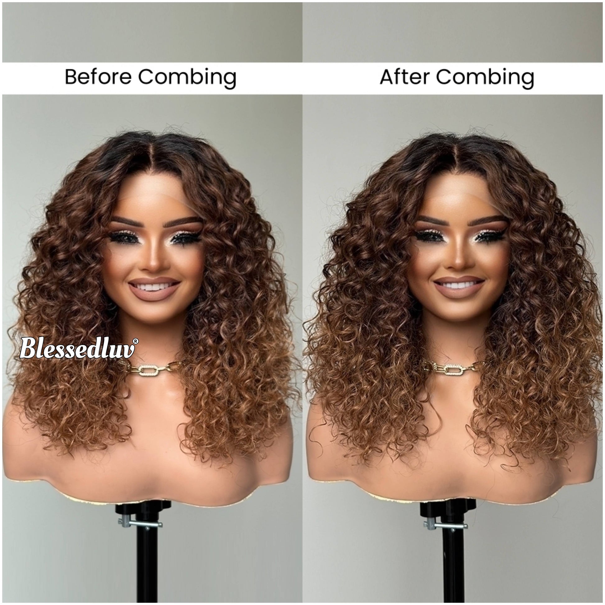 Valentina – 3-Tone Ombre Glueless Curly Bangs, Ready to Wear-Blessedluv.com-Brazilianweave.com