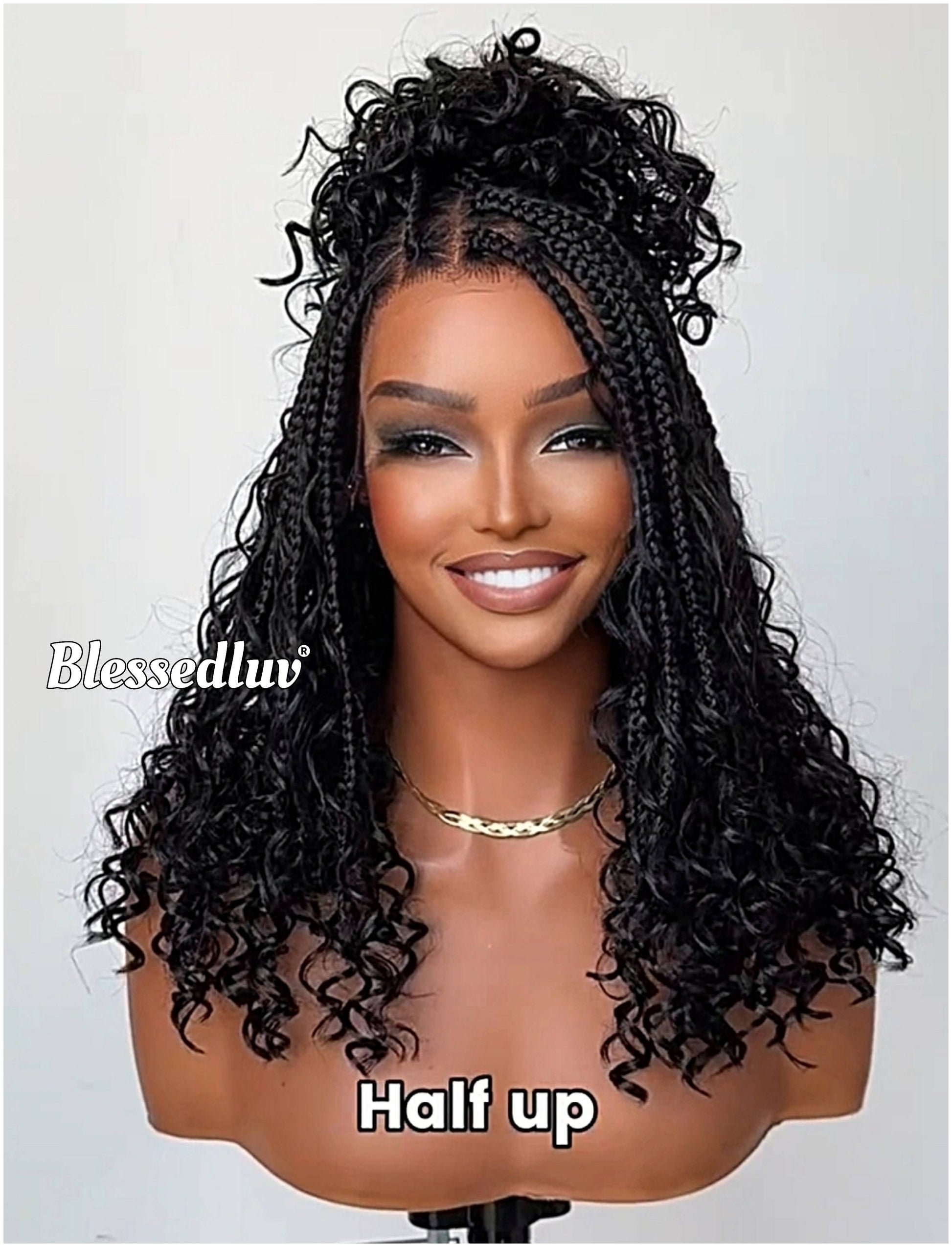 Bola - Shoulder Length Boho Knotless Braids Full Lace HD Wig – Adjustable Drawstring-Wig-Blessedluv.com-Brazilianweave.com