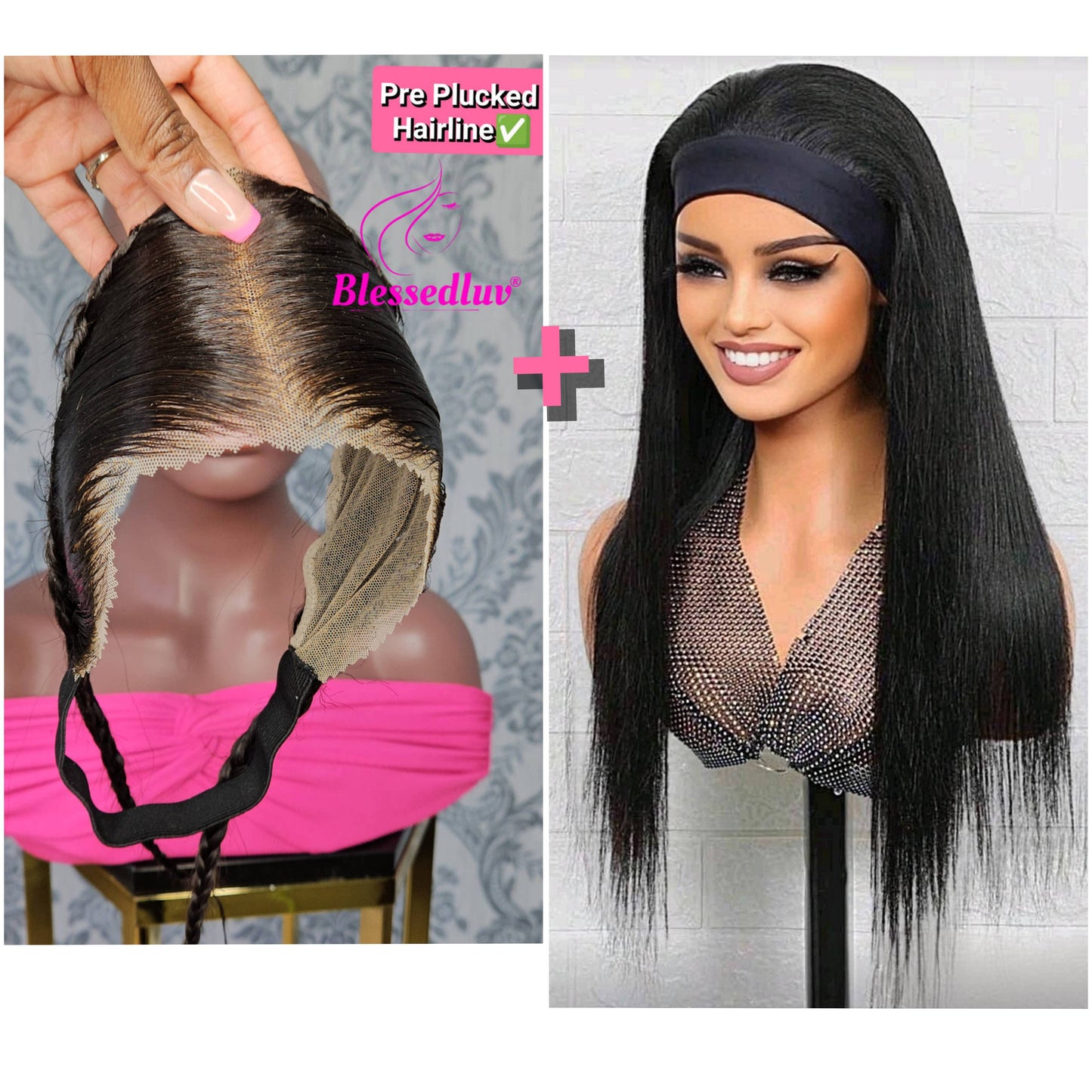 Marie 3-in-1 Wig Straight & Glueless Frontal- Wear & Go-Blessedluv.com-Brazilianweave.com