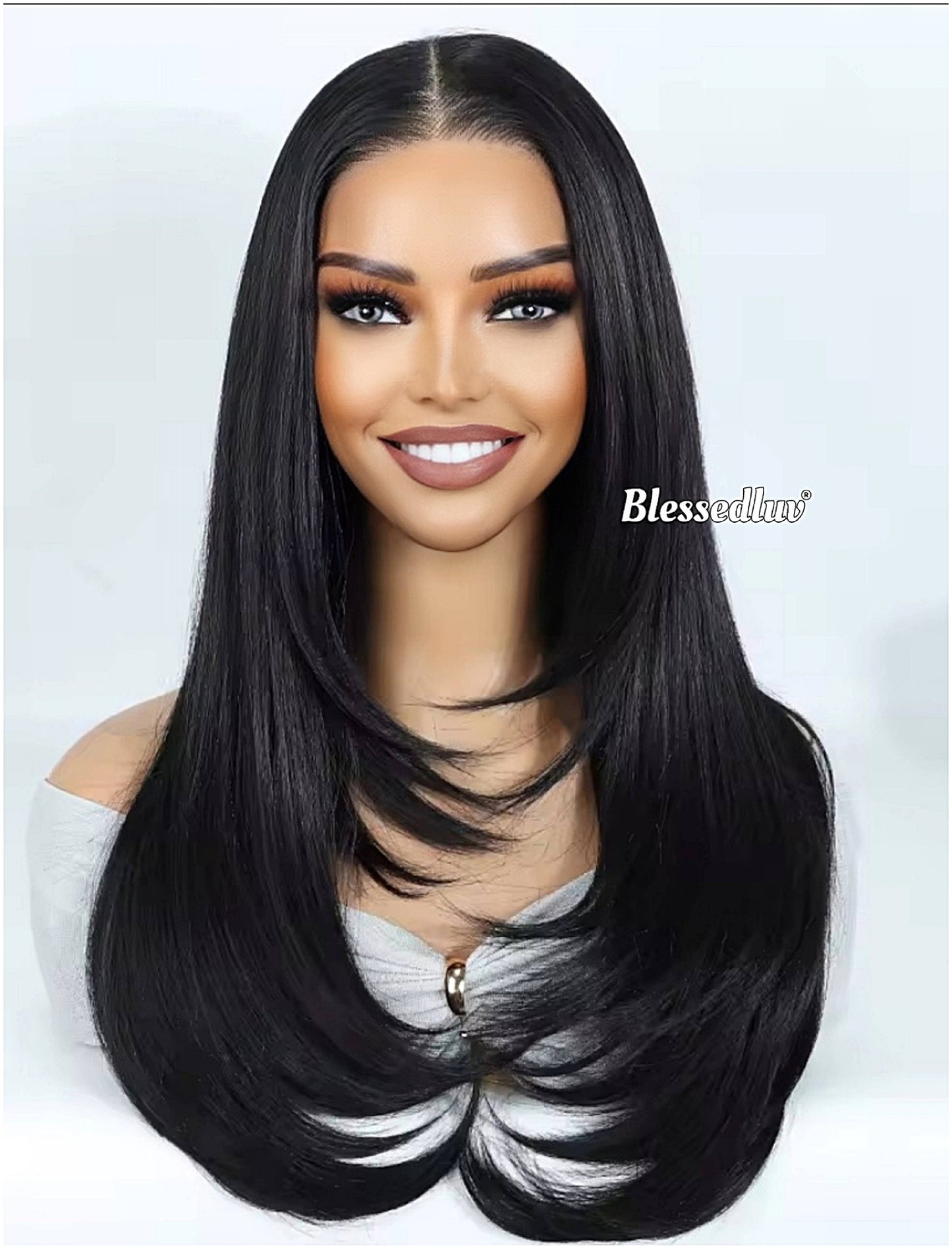 Patricia – Layered Premium Human Hair Blend Wig-Wig-Blessedluv.com-Brazilianweave.com