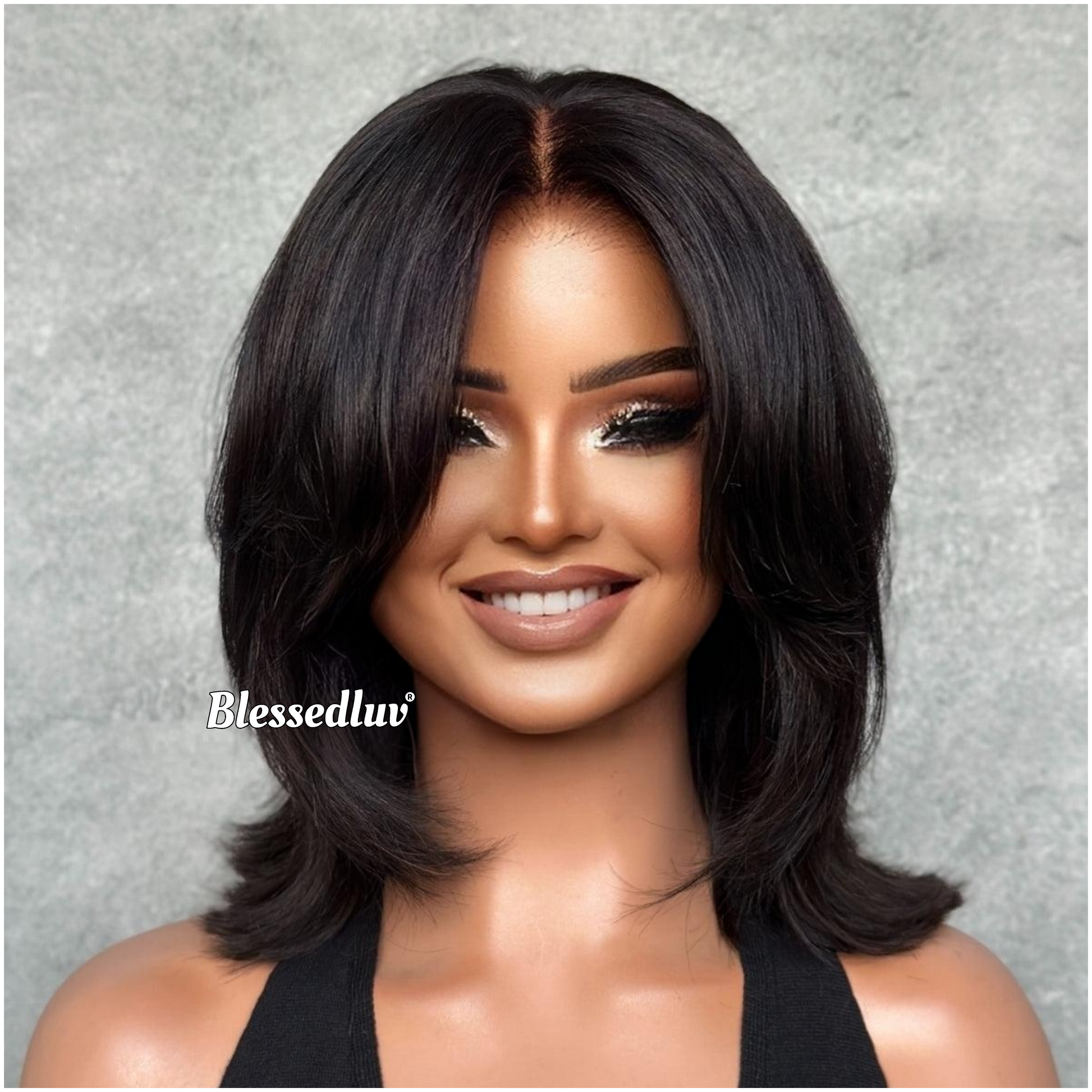Rachel – Glueless Bangs Layered HD Closure Lace Wig , Ready to Wear-Blessedluv.com-Brazilianweave.com