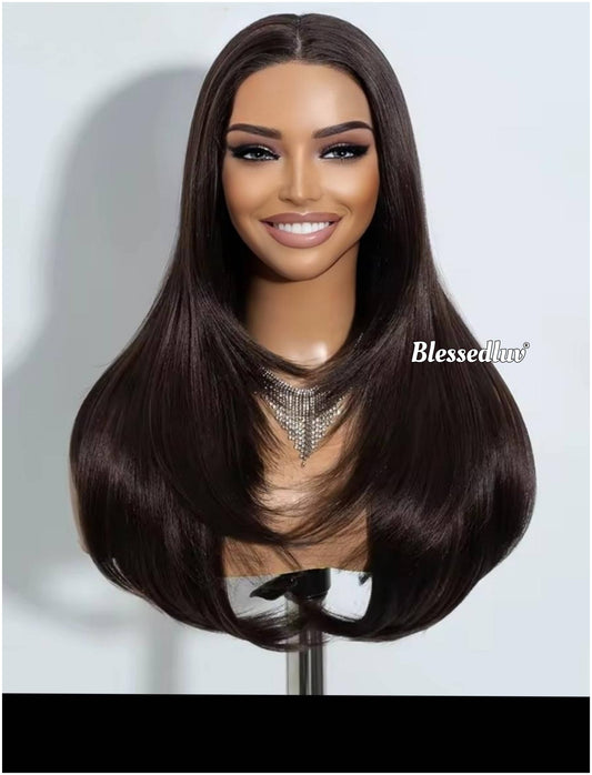 Polly – Layered Premium Human Hair Blend Wig-Wig-Blessedluv.com-Brazilianweave.com