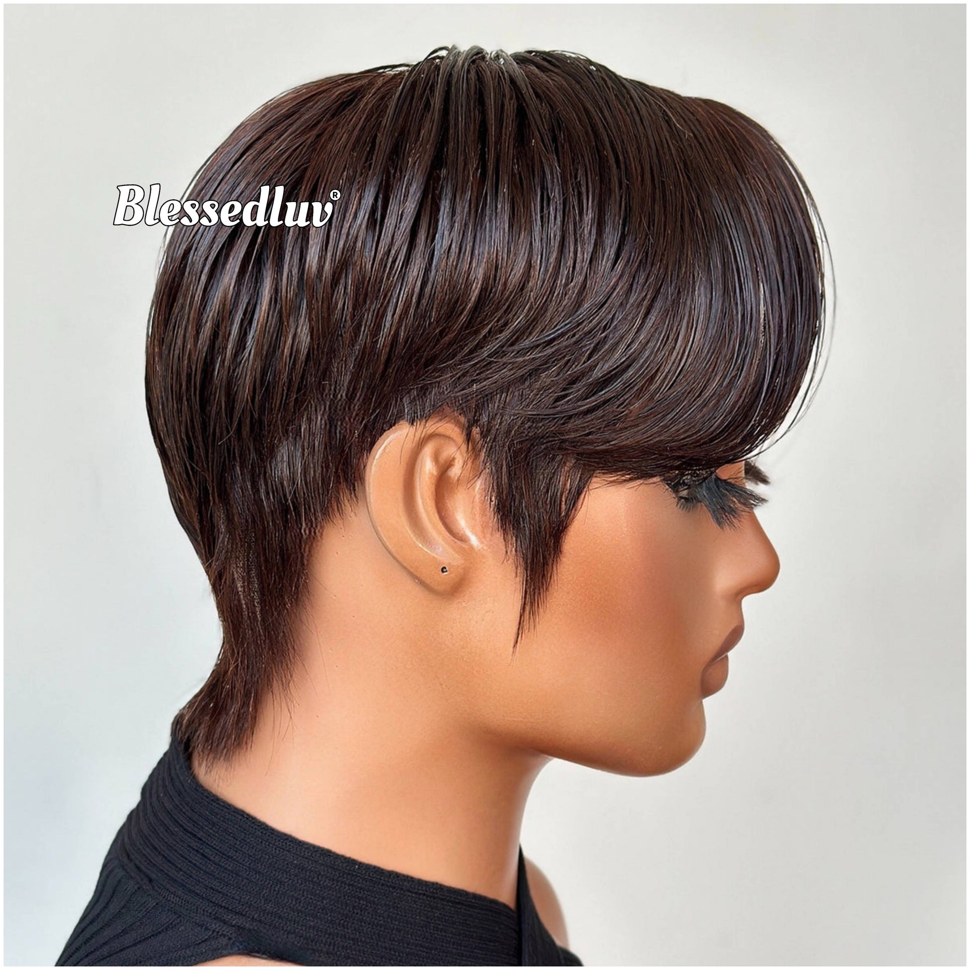 Jane – Pixie Cut Dark Chocolate Full Lace Wig, Ready to Wear-Blessedluv.com-Brazilianweave.com