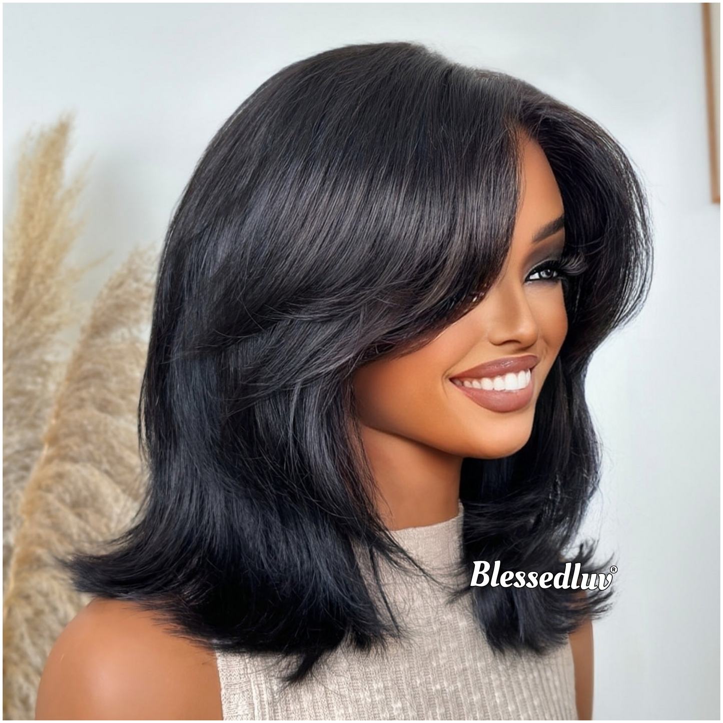 Rachel – Glueless Bangs Layered HD Closure Lace Wig , Ready to Wear-Blessedluv.com-Brazilianweave.com
