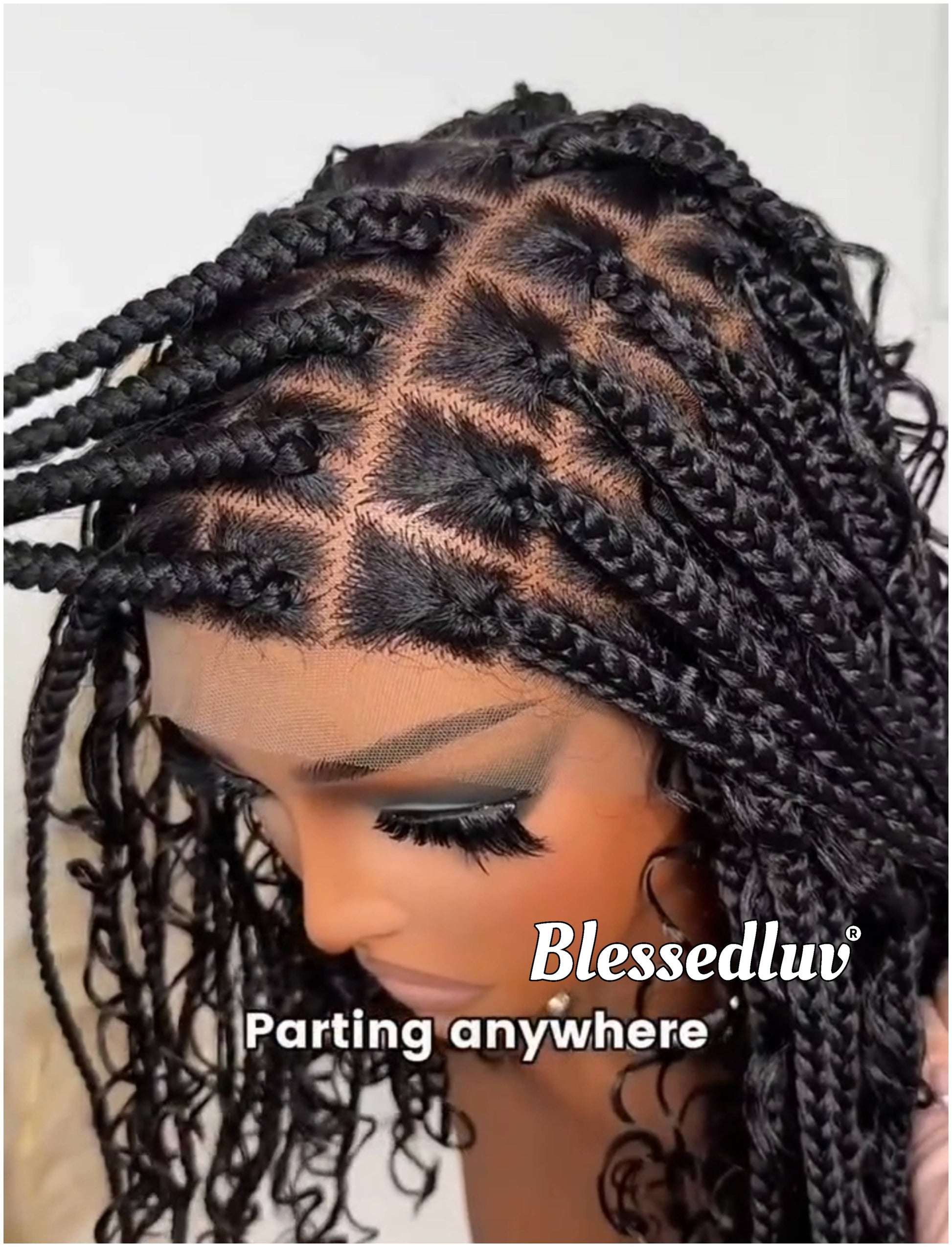 Bola - Shoulder Length Boho Knotless Braids Full Lace HD Wig – Adjustable Drawstring-Wig-Blessedluv.com-Brazilianweave.com