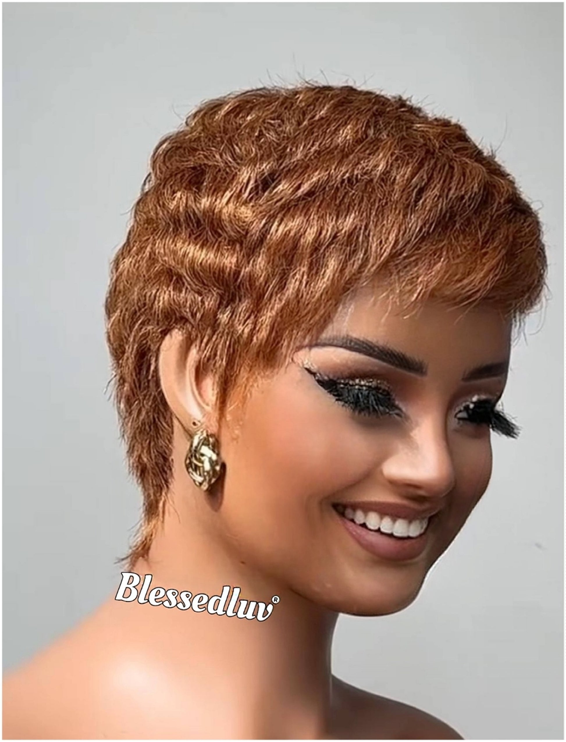 Honey – Pixie Cut Glueless Full Lace Wig, Ready to Wear-Blessedluv.com-Brazilianweave.com