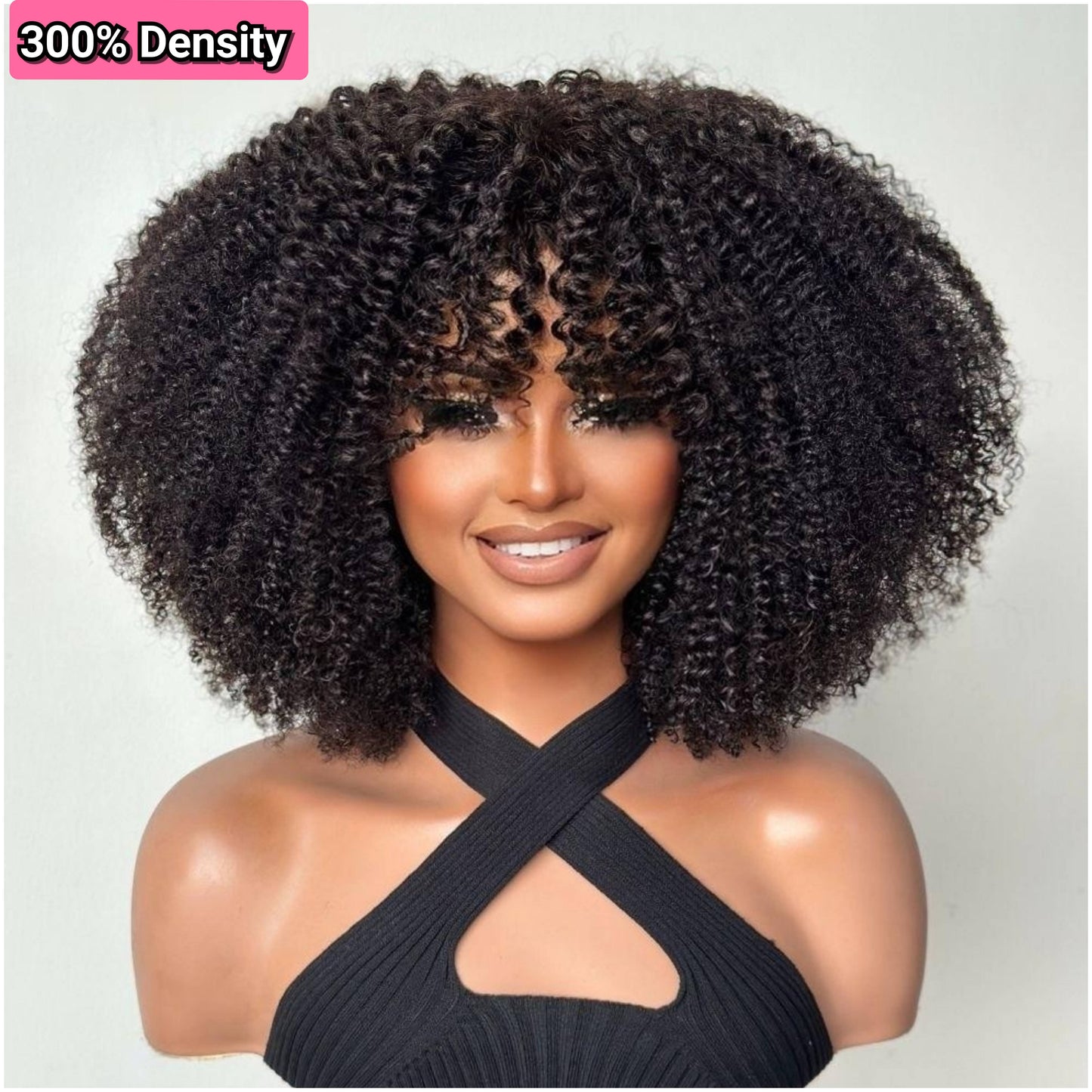 Peace - 300% Afro Curly Bangs Texture Bangs Glueless Wig-Blessedluv.com-Brazilianweave.com