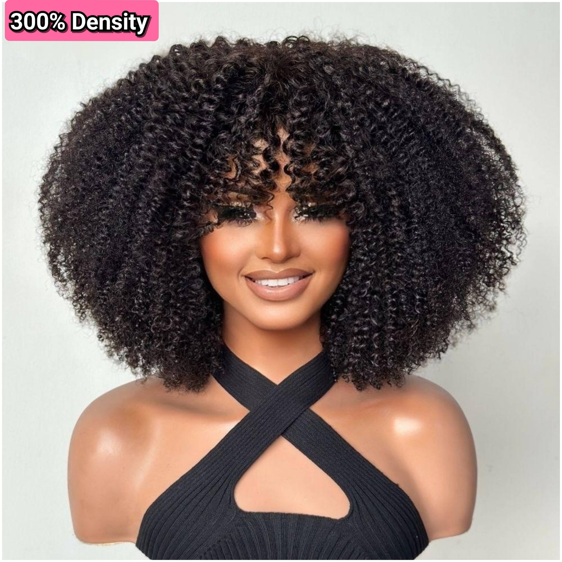 Peace - 300% Afro Curly Bangs Texture Bangs Glueless Wig-Blessedluv.com-Brazilianweave.com