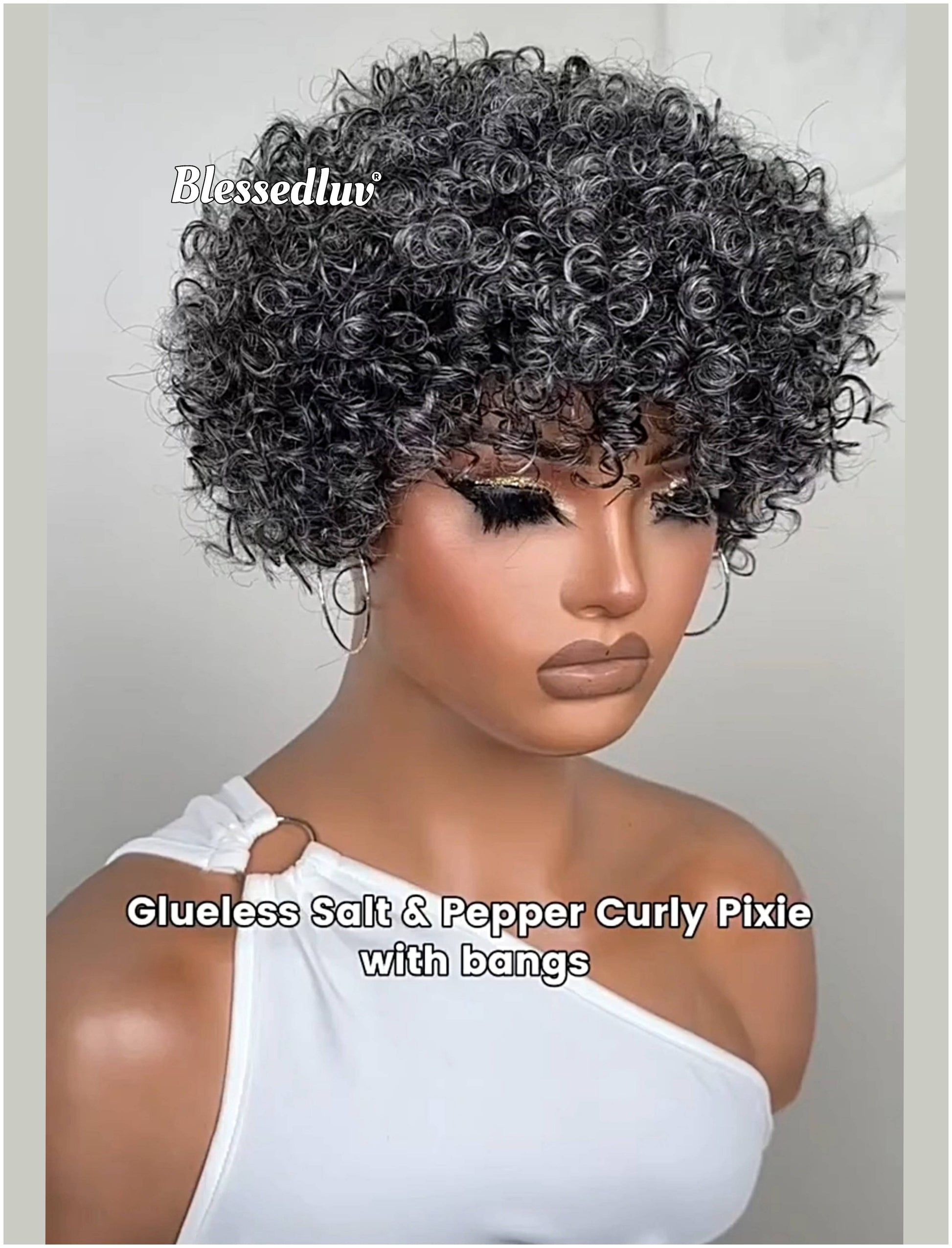 Agnes - Pixie Salt & Pepper Grey Glueless Wig-Blessedluv.com-Brazilianweave.com