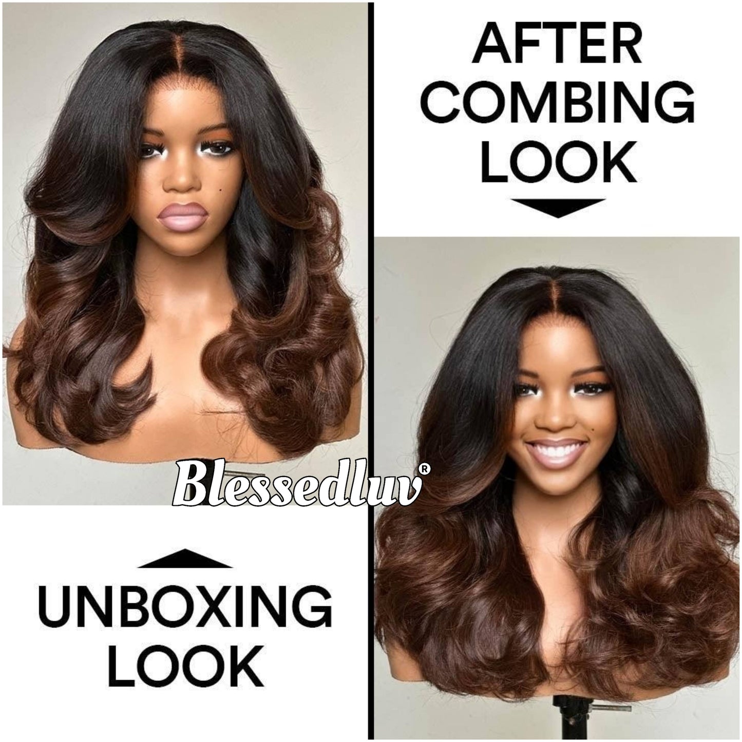 Helena – Glueless Layered HD 5x5 Closure Lace Wig in Ombré, Ready to Wear-Blessedluv.com-Brazilianweave.com