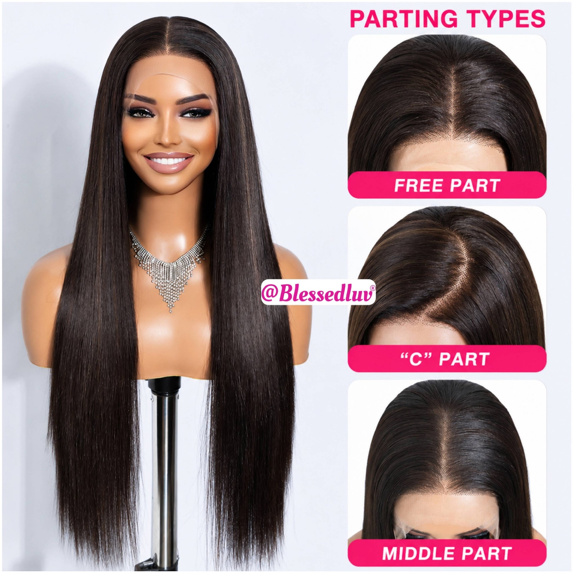 Sabrina – Bone Straight Lookalike Glueless Premium Human Hair Blend Wig-Wig-Blessedluv.com-Brazilianweave.com