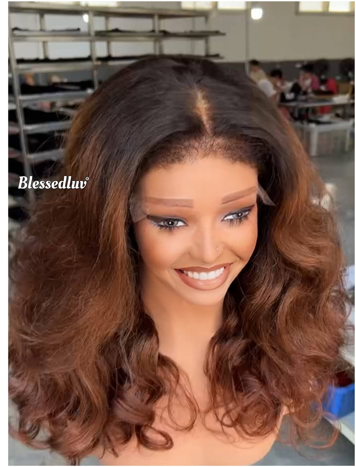 Bobbie - Ombré Blowout Curls Texture Ventilated Kinky Wig / Choose Lagos Hairline or Standard Hairline-Blessedluv.com-Brazilianweave.com