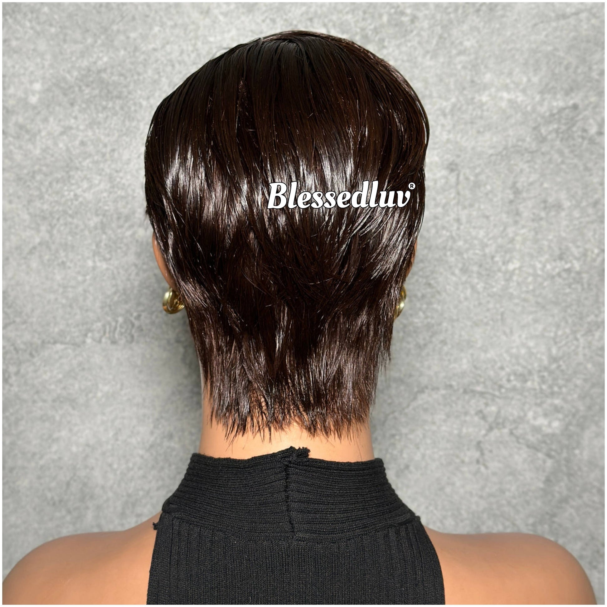 Jane – Pixie Cut Dark Chocolate Full Lace Wig, Ready to Wear-Blessedluv.com-Brazilianweave.com