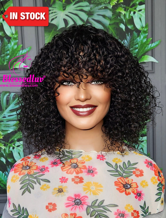 Buki - Glueless Brazilian Curly Fringe Machine Wig-Wigs-www.blessedluv.com-Brazilianweave.com