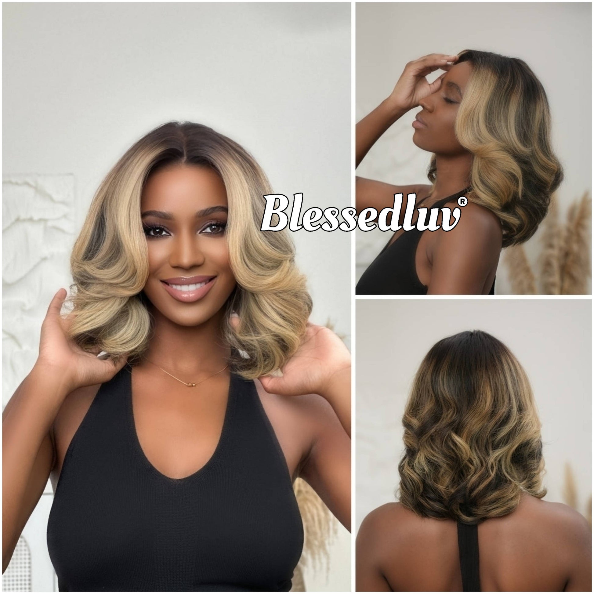 Jess - Blonde Highlights Glueless Layered HD Closure Lace Wig, Ready to Wear-Blessedluv.com-Brazilianweave.com