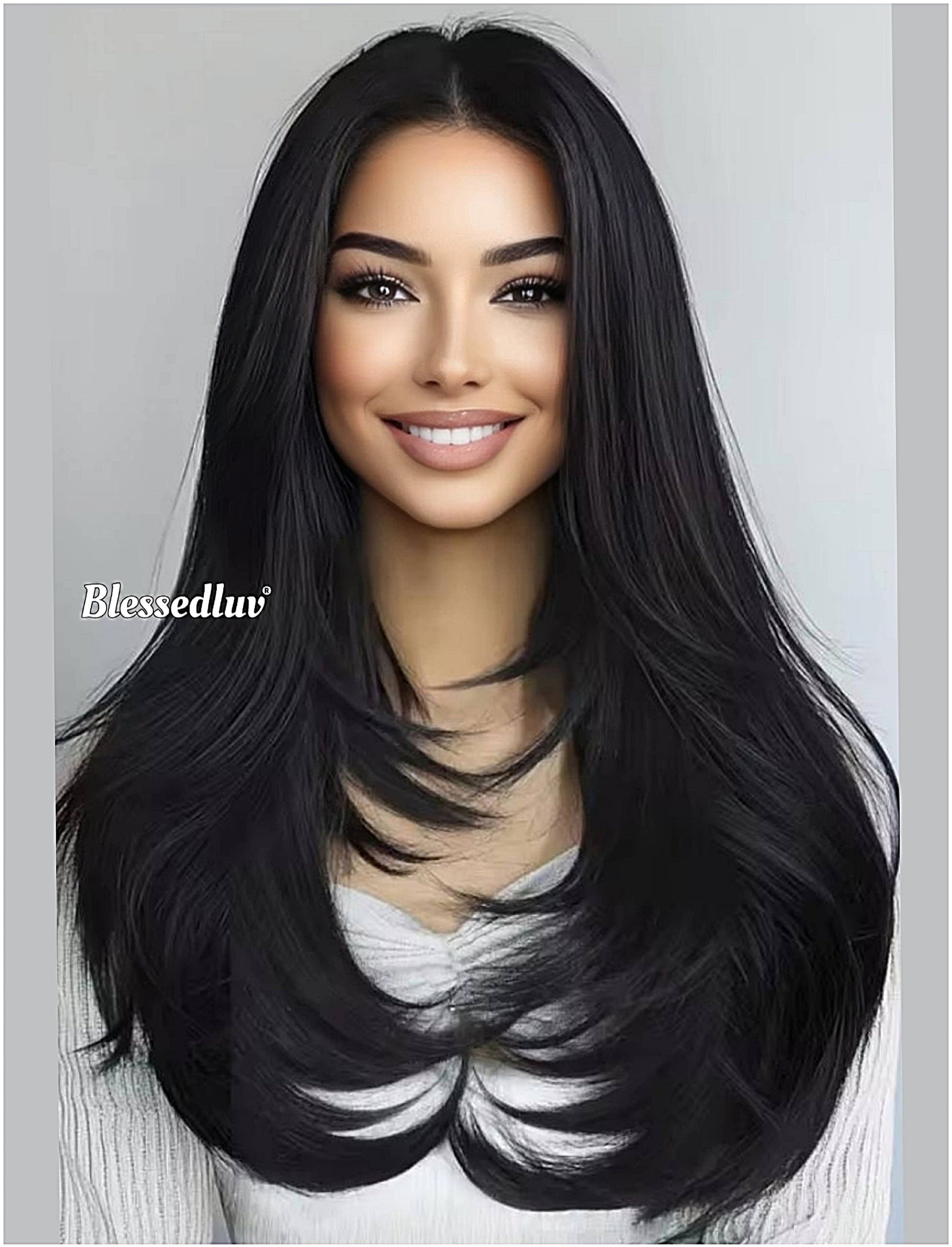 Patricia – Layered Premium Human Hair Blend Wig-Wig-Blessedluv.com-Brazilianweave.com