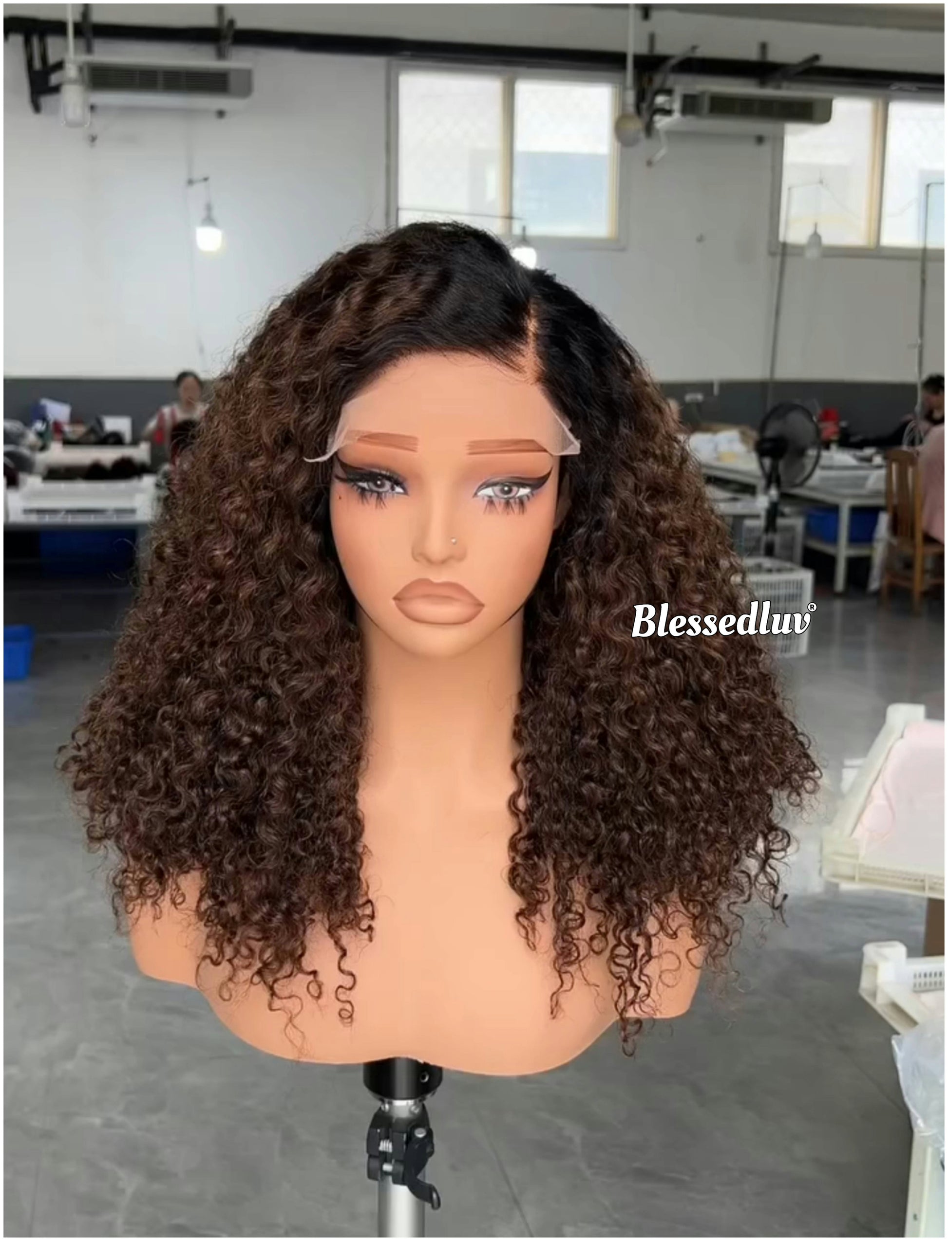 Lorri - Ombré Curly Texture Ventilated Kinky Wig / Choose Lagos Hairline or Standard Hairline-Blessedluv.com-Brazilianweave.com