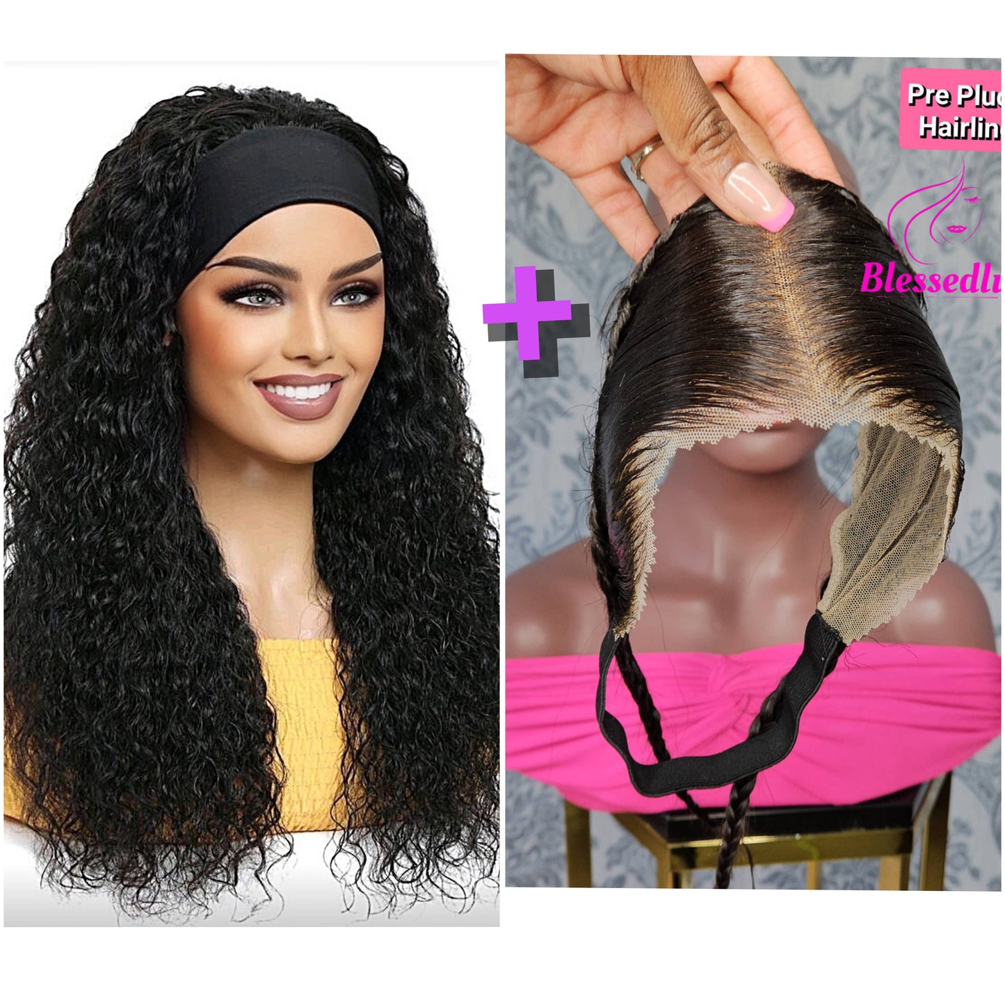 Tina 3-in-1 Wig Curly & Glueless Frontal- Wear & Go-Blessedluv.com-Brazilianweave.com