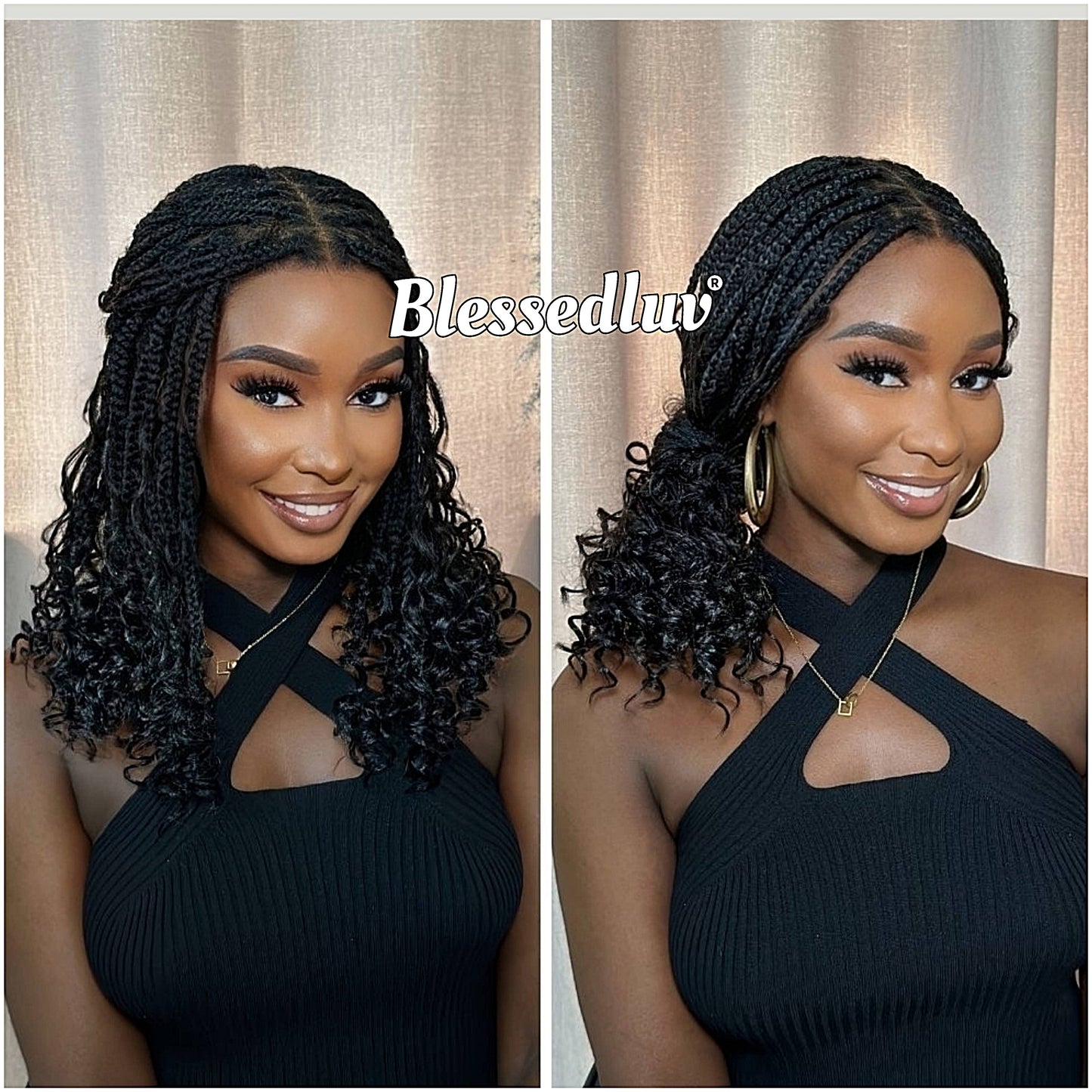 Bola - Shoulder Length Boho Knotless Braids Full Lace HD Wig – Adjustable Drawstring-Wig-Blessedluv.com-Brazilianweave.com
