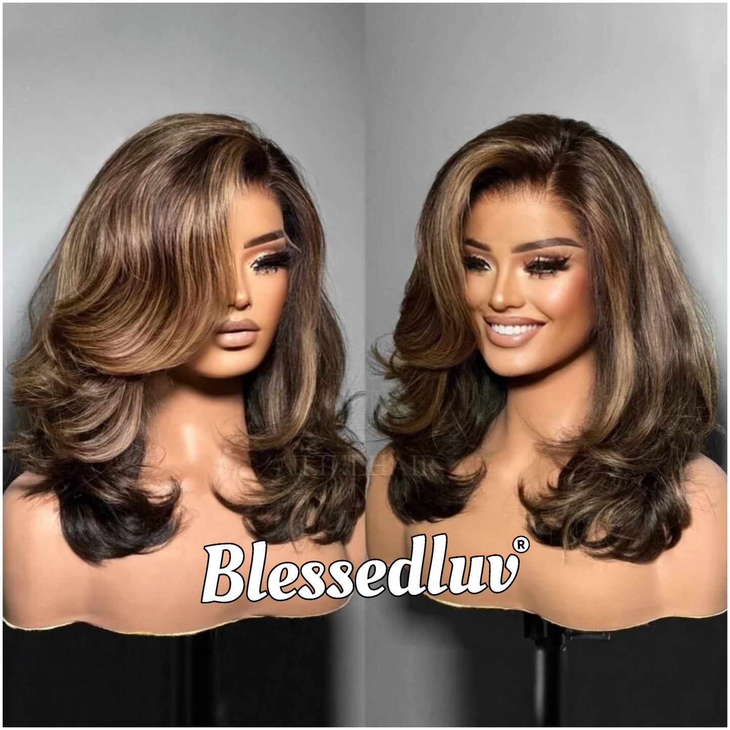 Tiffany – Glueless Layered HD Lace Wig in Highlights, Ready to Wear-Blessedluv.com-Brazilianweave.com