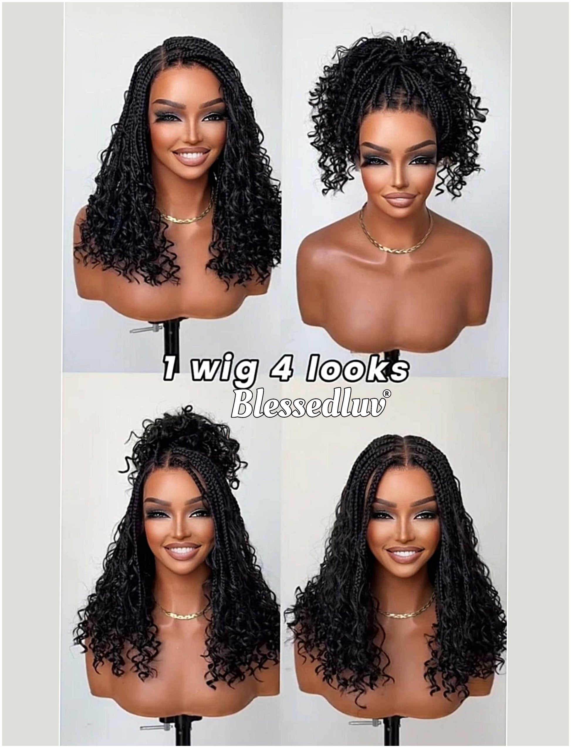 Bola - Shoulder Length Boho Knotless Braids Full Lace HD Wig – Adjustable Drawstring-Wig-Blessedluv.com-Brazilianweave.com