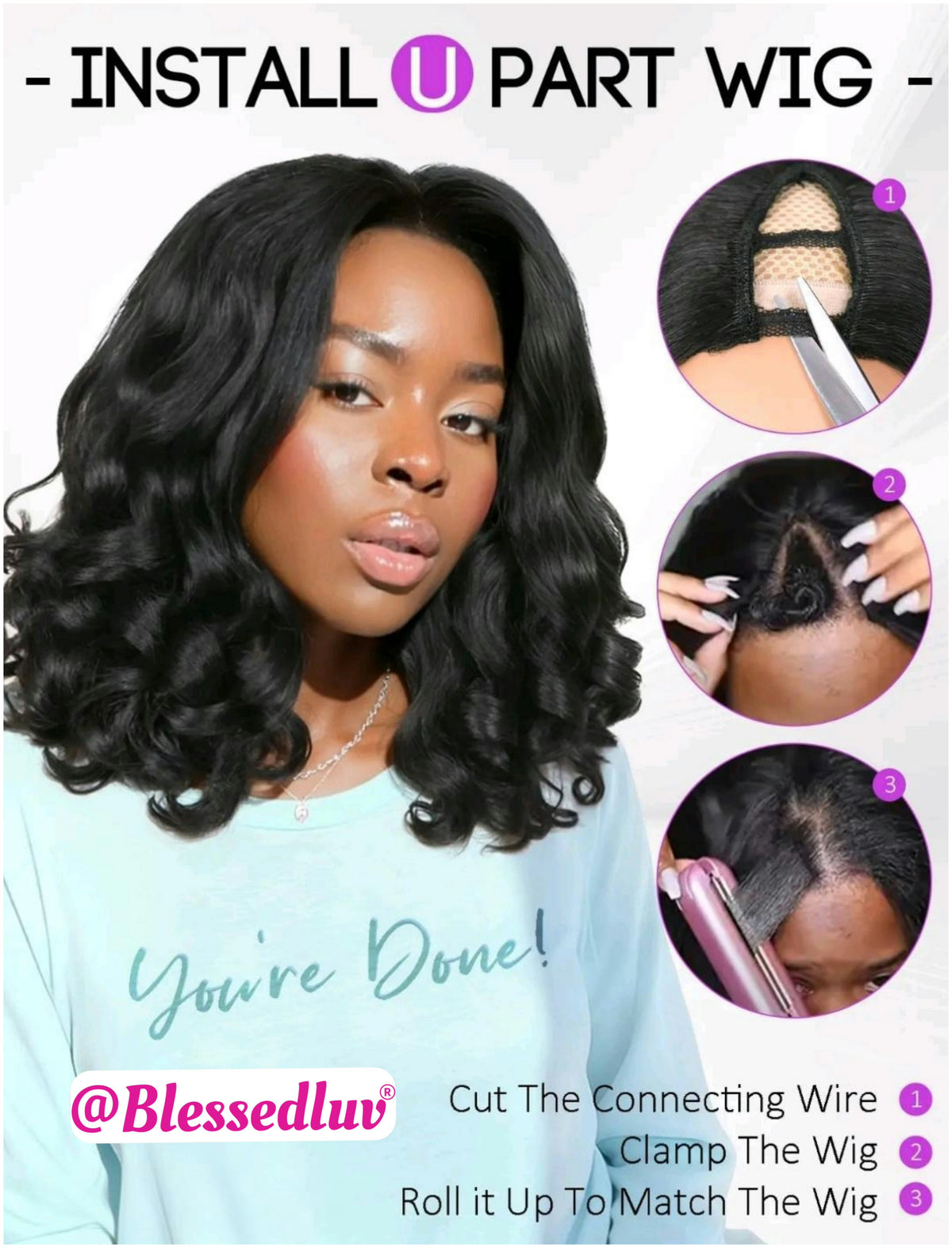 Mari – Textured V-Part Wig Premium Human Hair Blend Wig-Wig-Blessedluv.com-Brazilianweave.com