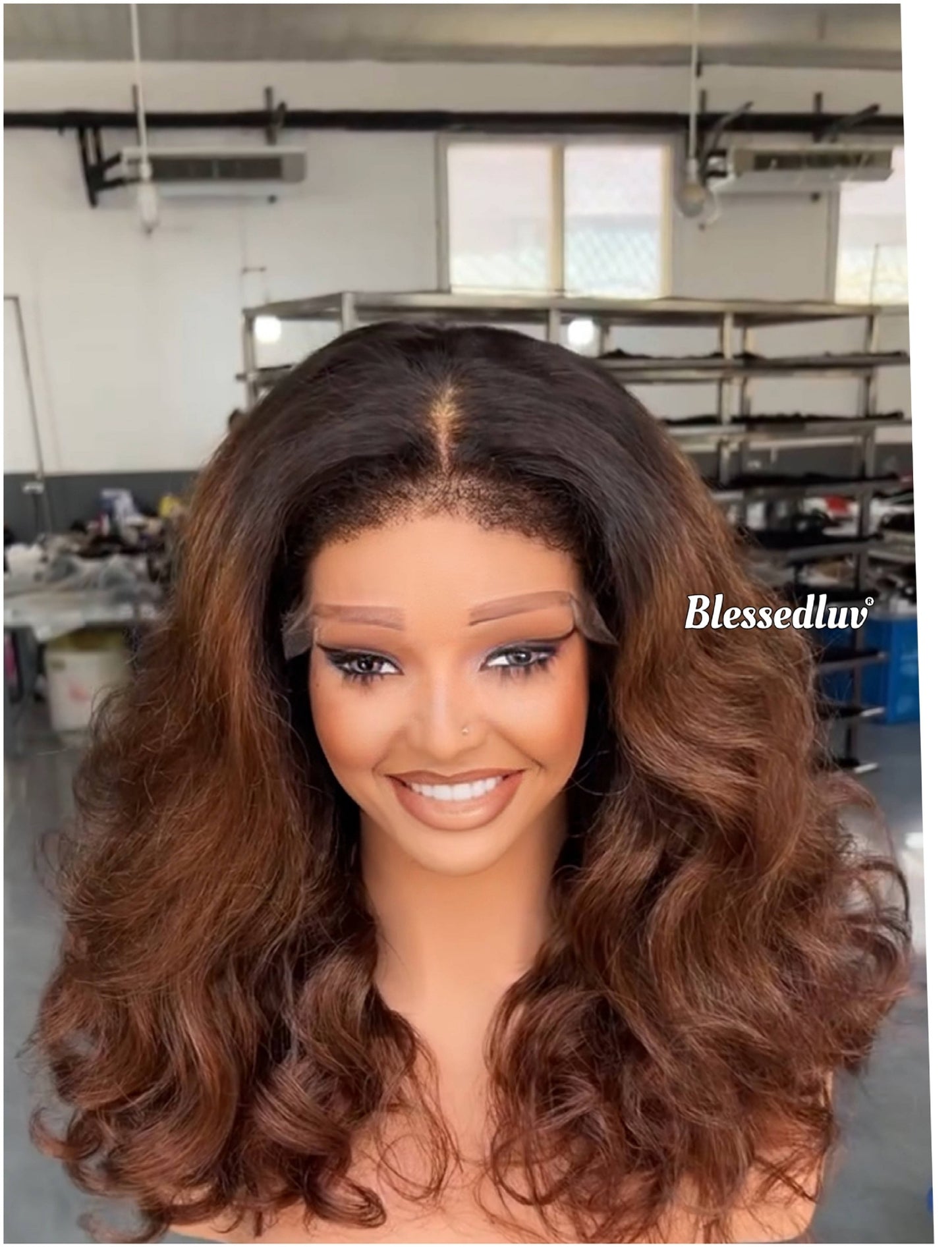 Bobbie - Ombré Blowout Curls Texture Ventilated Kinky Wig / Choose Lagos Hairline or Standard Hairline-Blessedluv.com-Brazilianweave.com