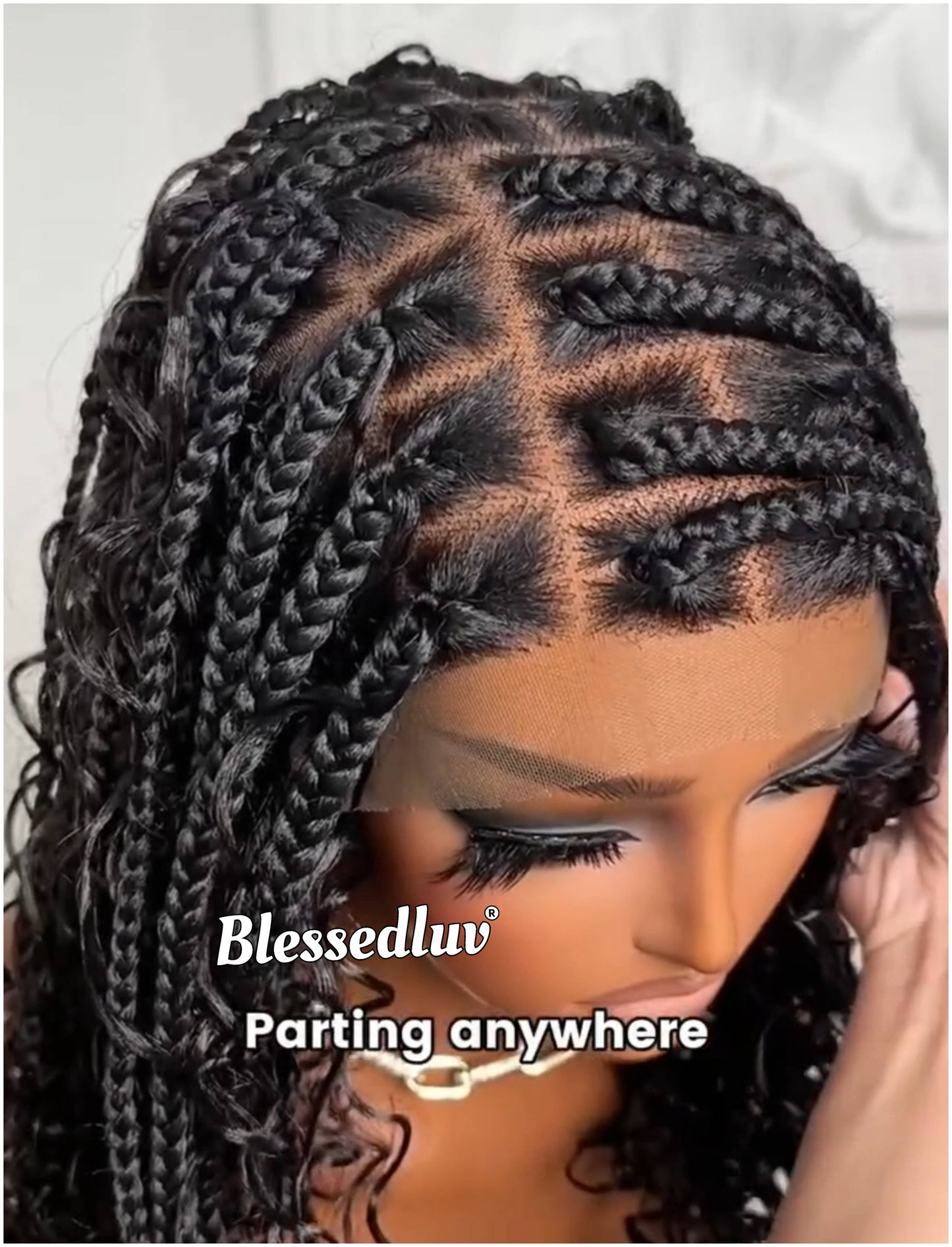 Bola - Shoulder Length Boho Knotless Braids Full Lace HD Wig – Adjustable Drawstring-Wig-Blessedluv.com-Brazilianweave.com