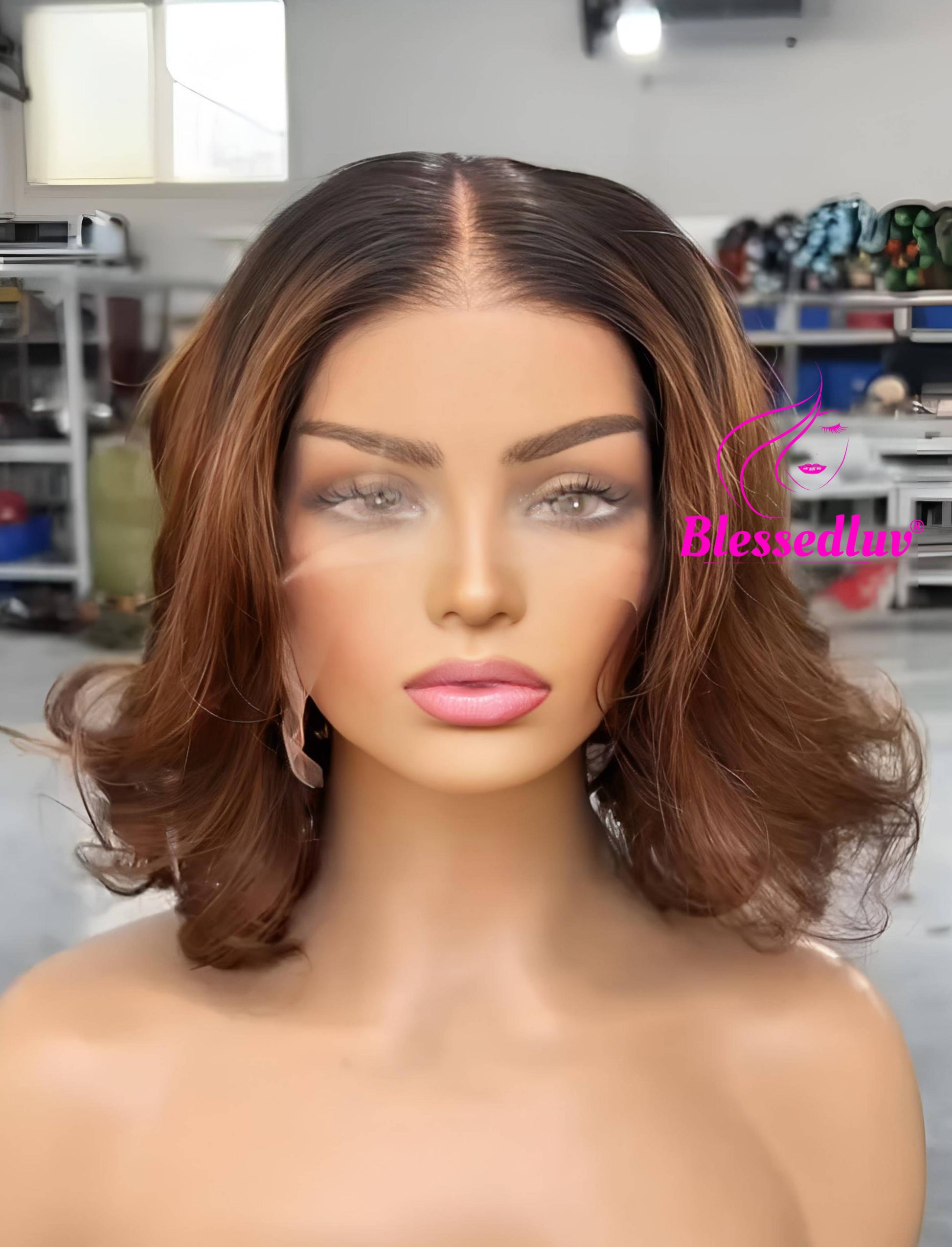Sandra- HD Lace Frontal Ombre Wig - Bouncy Curls-WIG-Blessedluv.com-Brazilianweave.com