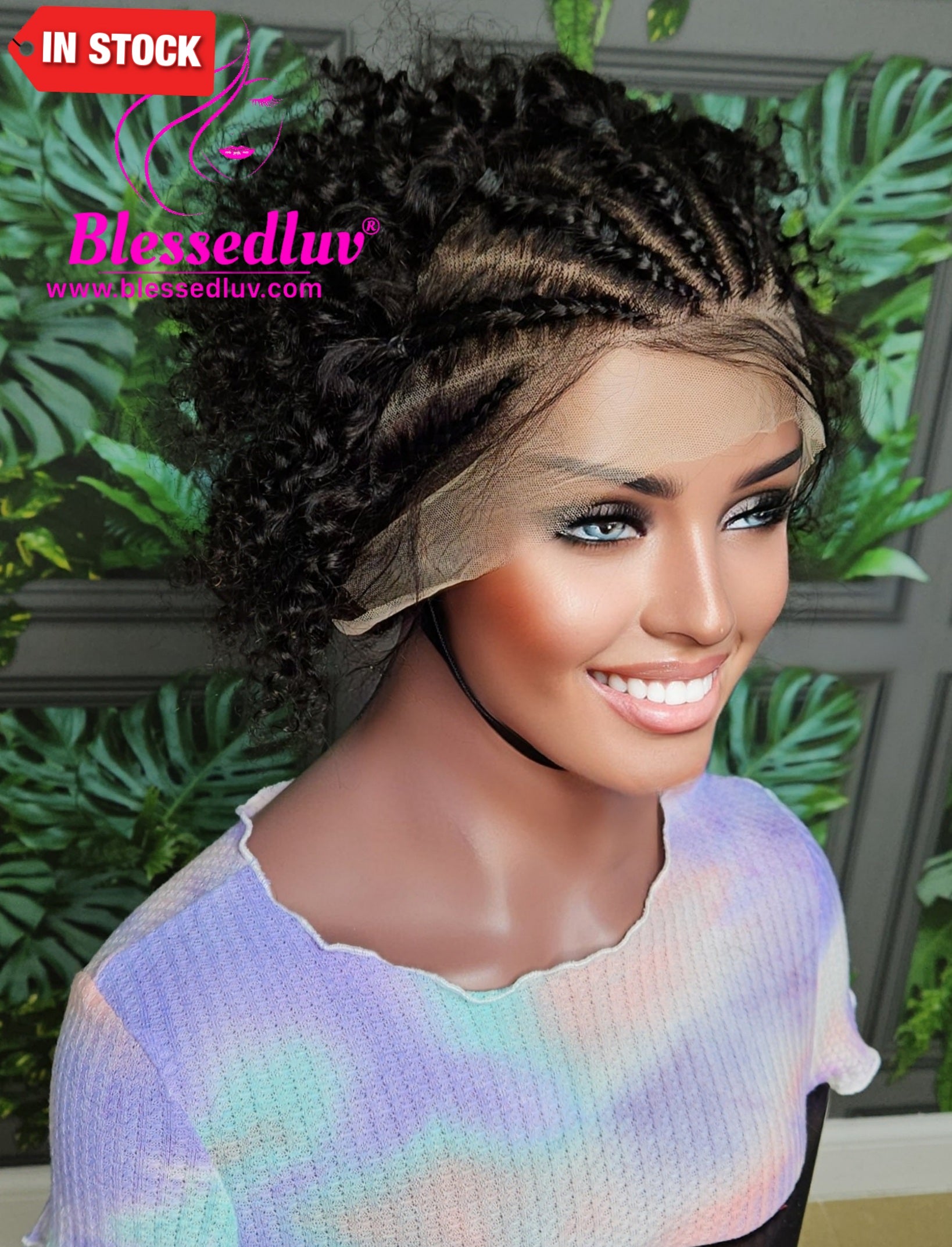 Imami - Braided Glueless Curly Frontal Wig - Affordable Collection - Stock-Wigs-www.blessedluv.com-Brazilianweave.com