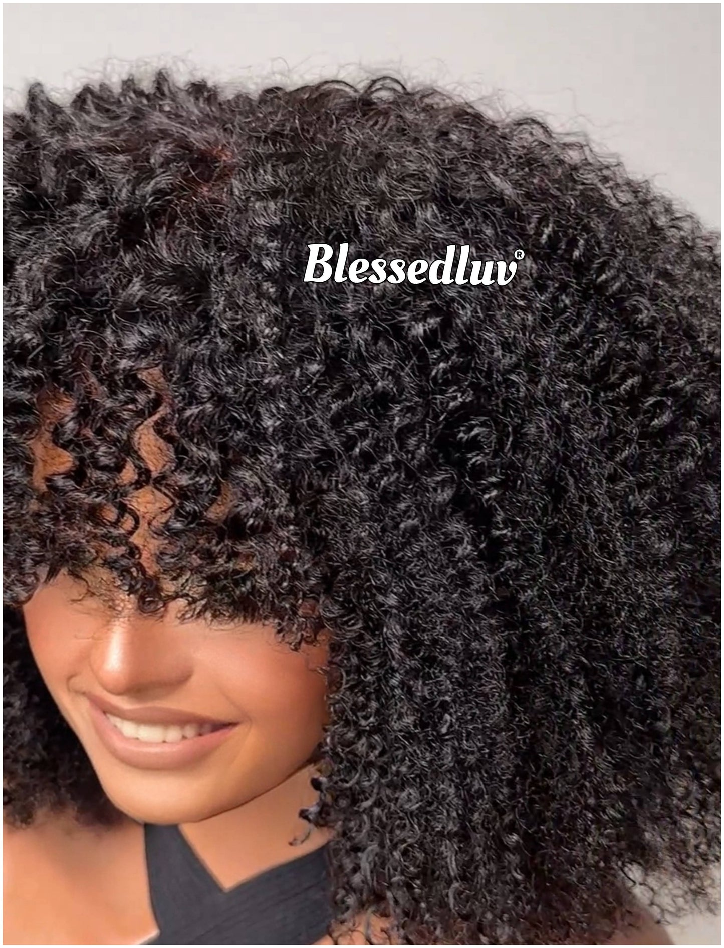 Peace - 300% Afro Curly Bangs Texture Bangs Glueless Wig-Blessedluv.com-Brazilianweave.com