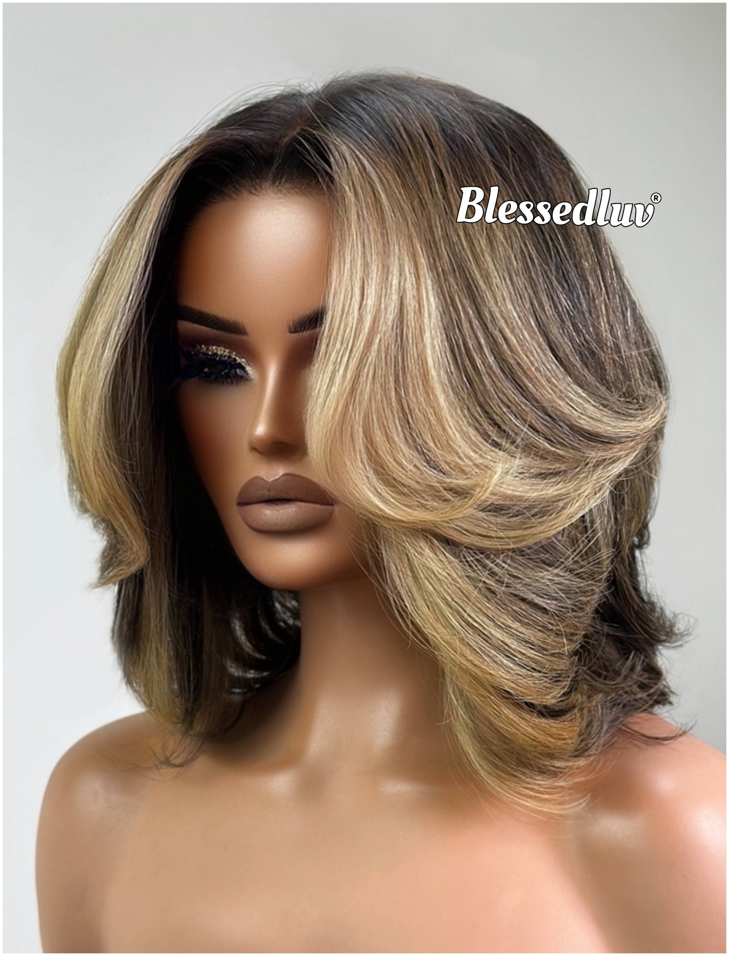 Jess - Blonde Highlights Glueless Layered HD Closure Lace Wig, Ready to Wear-Blessedluv.com-Brazilianweave.com