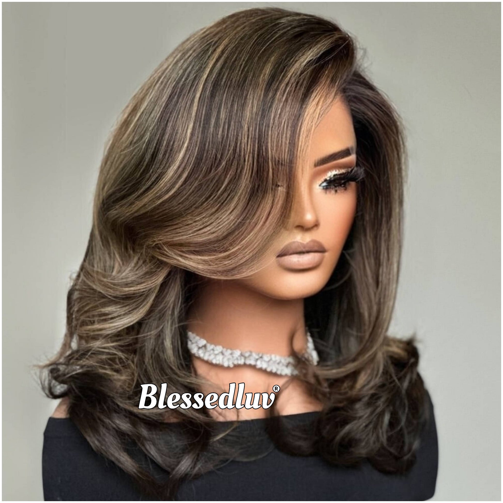 Tiffany – Glueless Layered HD Lace Wig in Highlights, Ready to Wear-Blessedluv.com-Brazilianweave.com