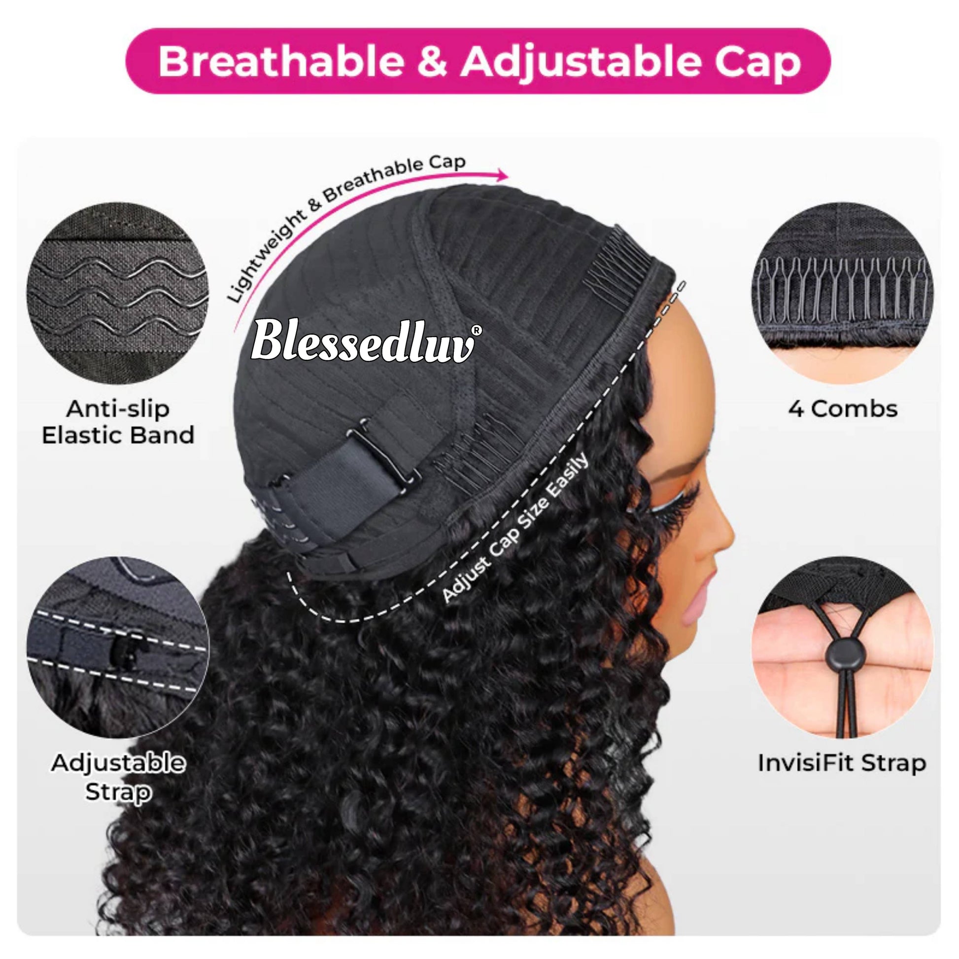 Nia - Half Wig - Afro curly Kinky Texture Glueless Wig-Blessedluv.com-Brazilianweave.com