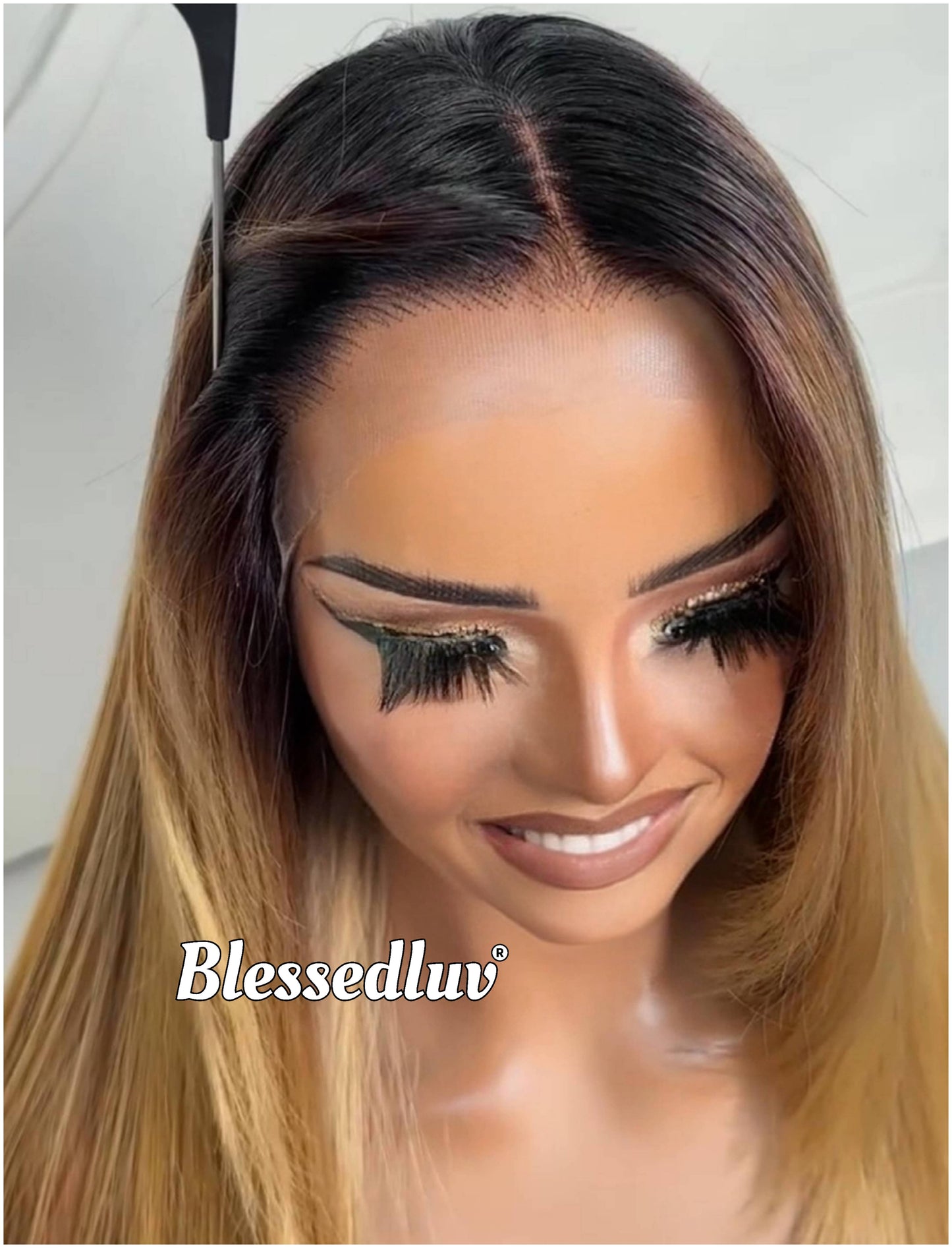 Chelsea – Glueless Layered HD 13x4 Frontal Lace Wig in Golden Ombré, Ready to Wear-Blessedluv.com-Brazilianweave.com