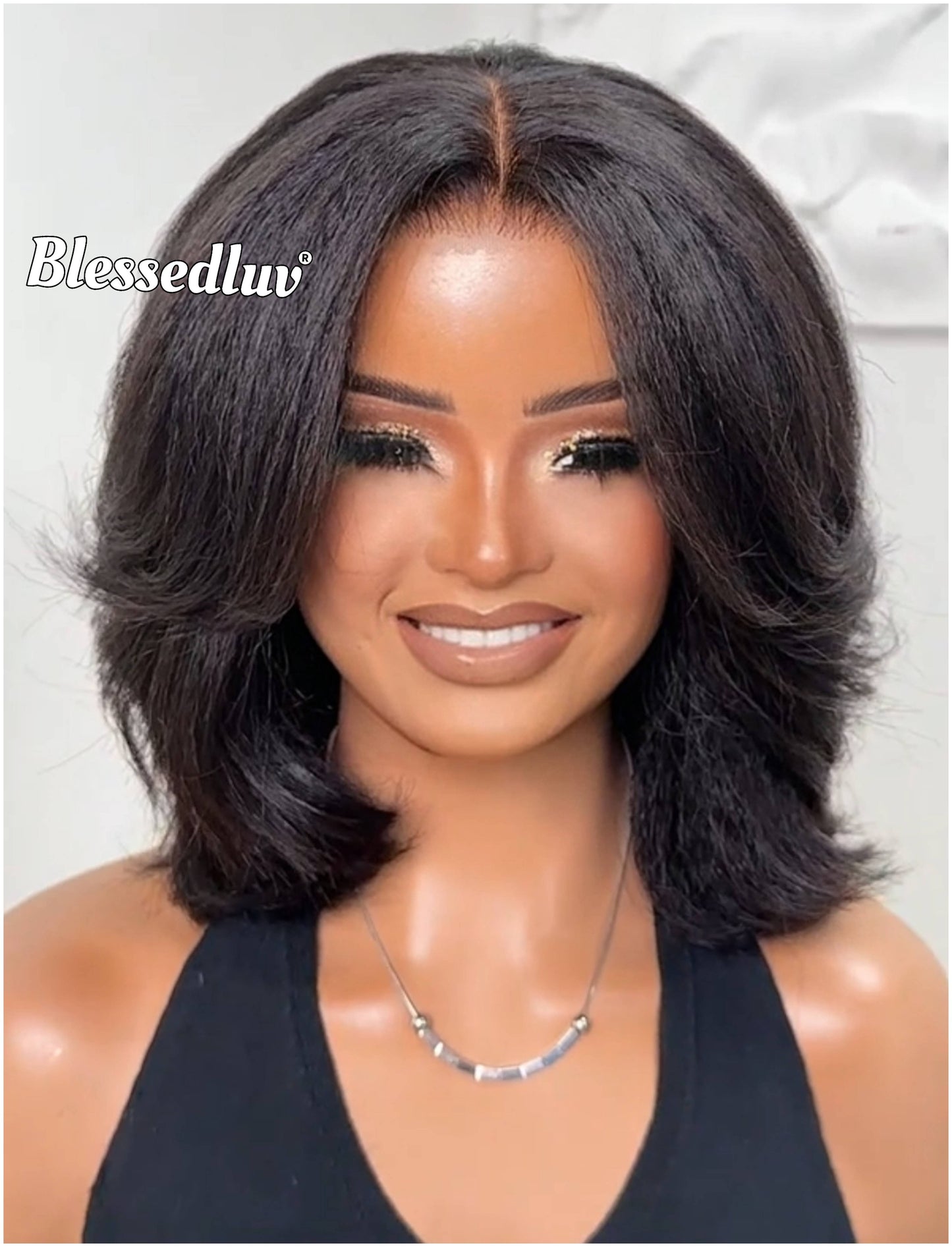 Amelia - Layered Kinky Straight Texture Glueless Wig-Blessedluv.com-Brazilianweave.com