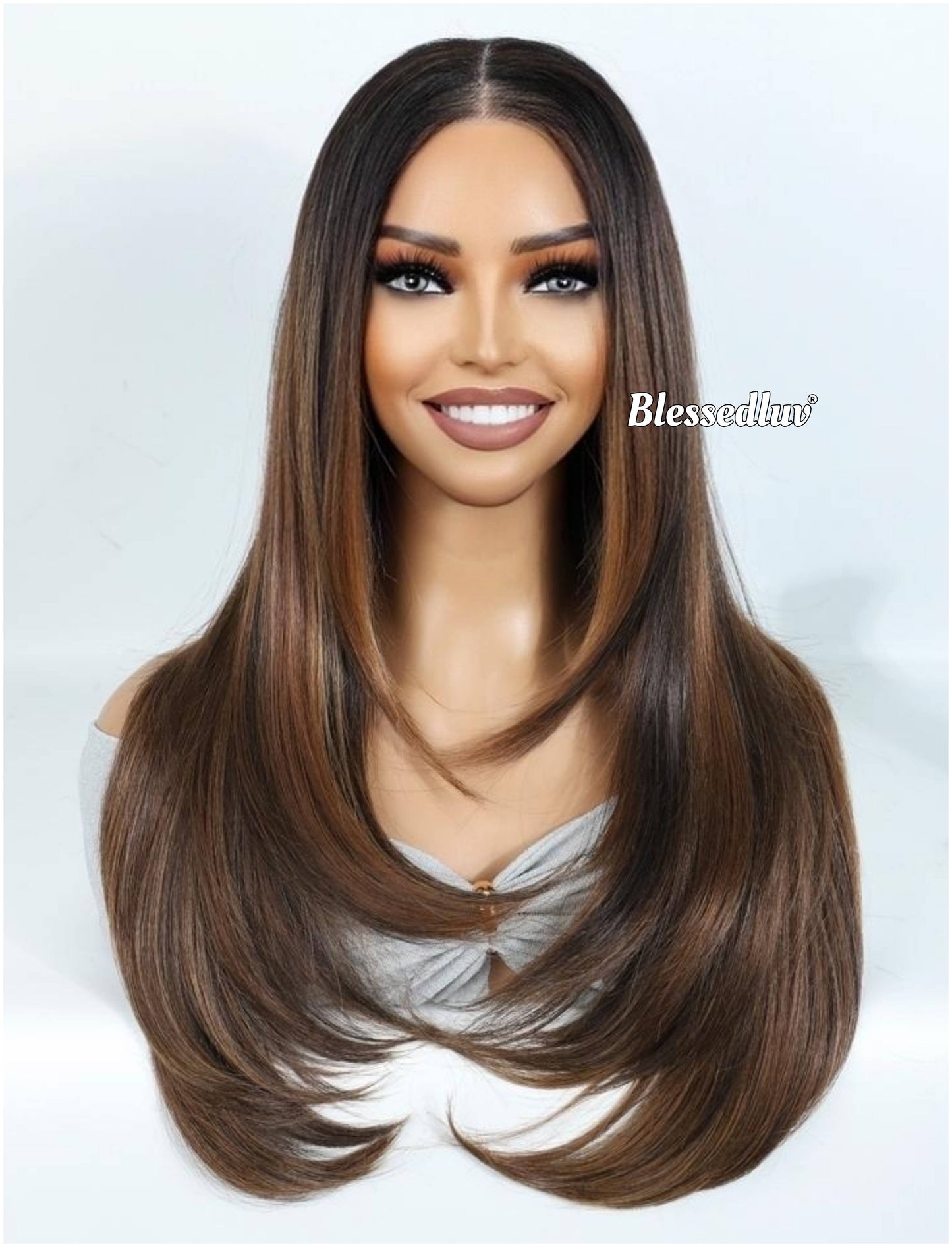 Kristen – Layered Premium Human Hair Blend Wig-Wig-Blessedluv.com-Brazilianweave.com