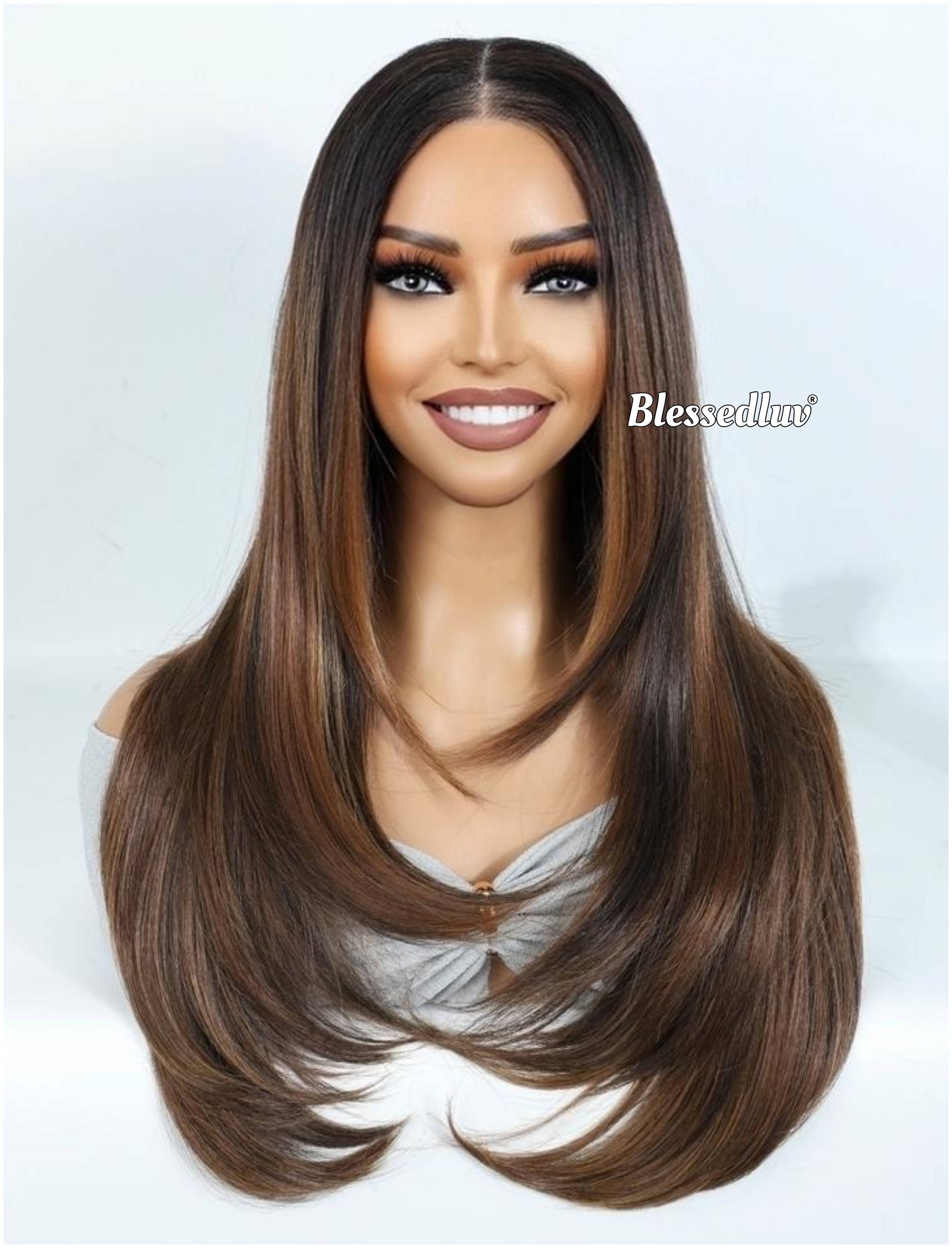 Kristen – Layered Premium Human Hair Blend Wig-Wig-Blessedluv.com-Brazilianweave.com