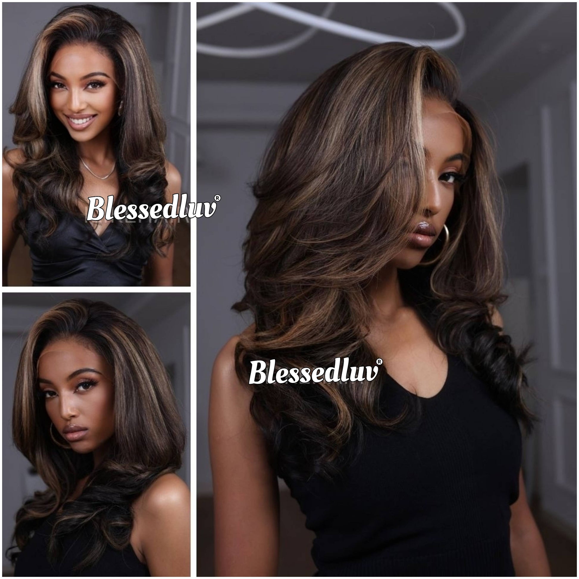 Tiffany – Glueless Layered HD Lace Wig in Highlights, Ready to Wear-Blessedluv.com-Brazilianweave.com
