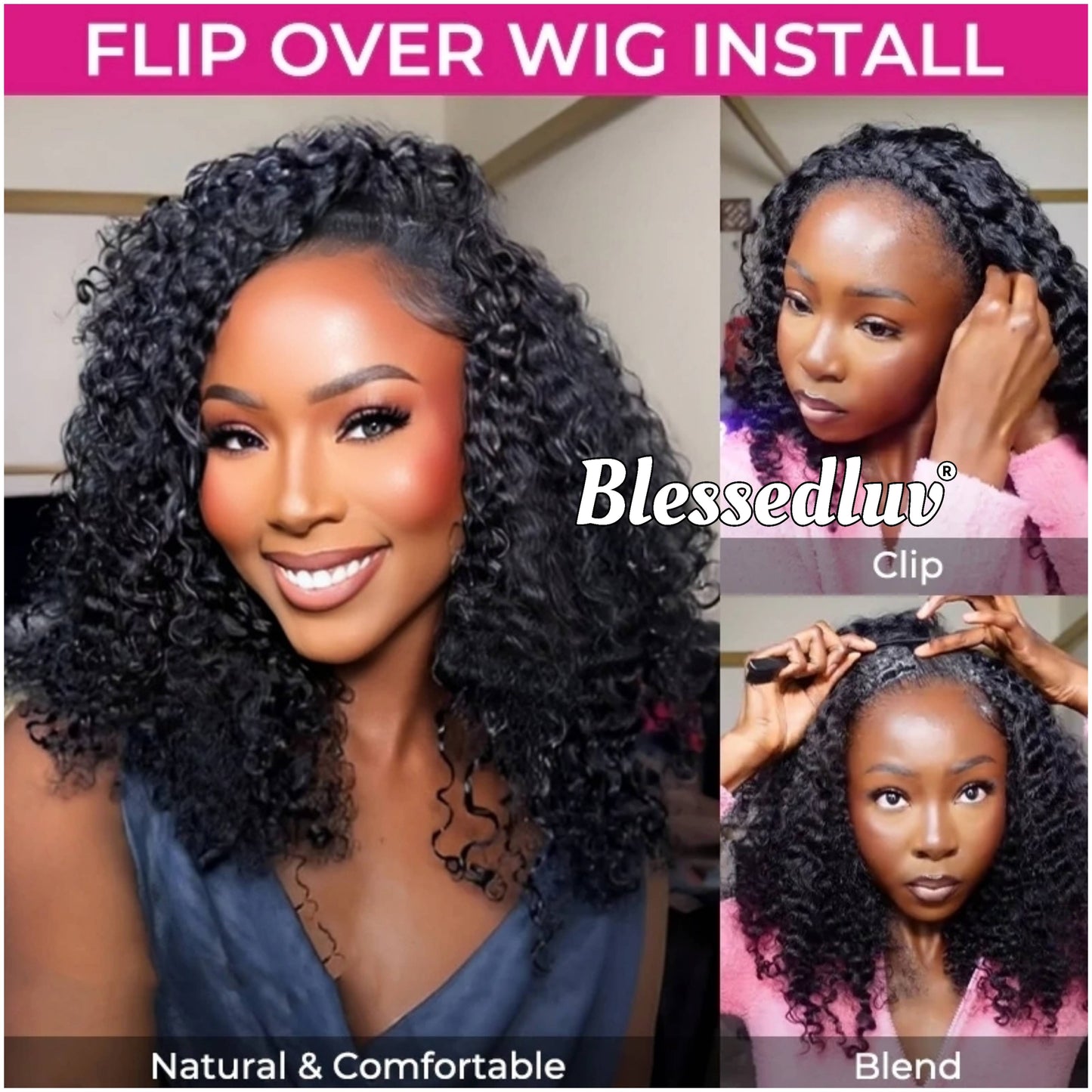 Nia - Half Wig - Afro curly Kinky Texture Glueless Wig-Blessedluv.com-Brazilianweave.com