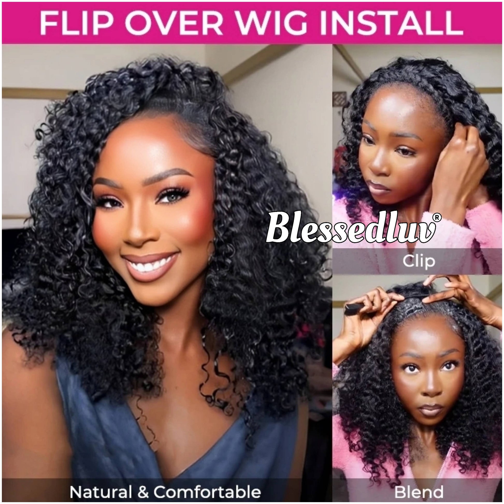 Nia - Half Wig - Afro curly Kinky Texture Glueless Wig-Blessedluv.com-Brazilianweave.com