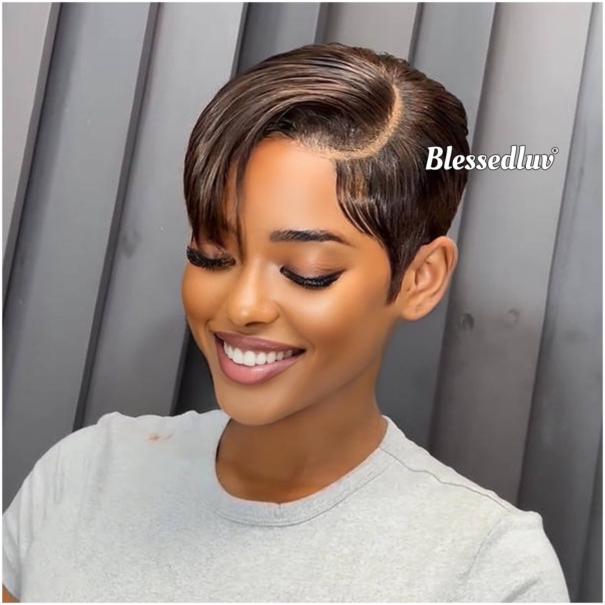 Jane – Pixie Cut Dark Chocolate Full Lace Wig, Ready to Wear-Blessedluv.com-Brazilianweave.com