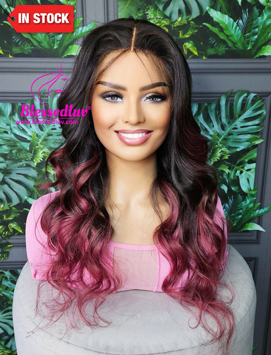 Daisy - Burgundy Ombré Closure Wig-Wigs-www.blessedluv.com-Brazilianweave.com