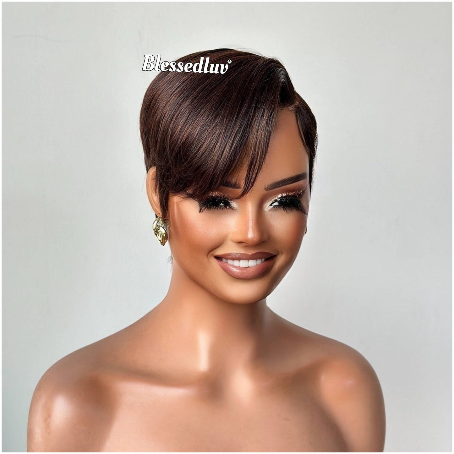 Jane – Pixie Cut Dark Chocolate Full Lace Wig, Ready to Wear-Blessedluv.com-Brazilianweave.com