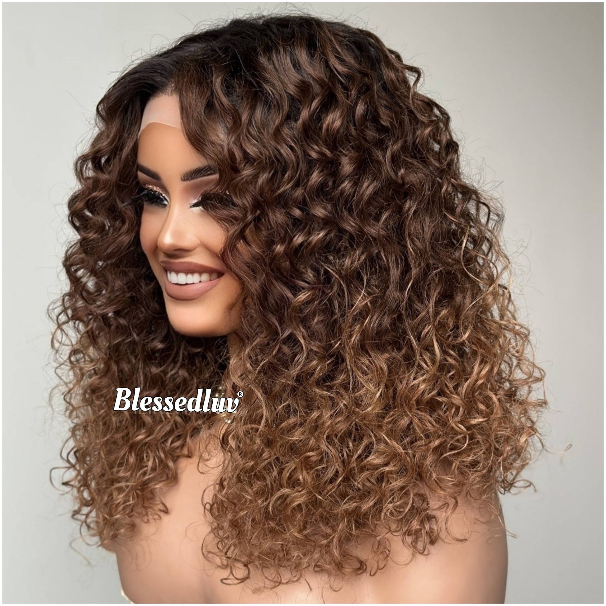 Valentina – 3-Tone Ombre Glueless Curly Bangs, Ready to Wear-Blessedluv.com-Brazilianweave.com