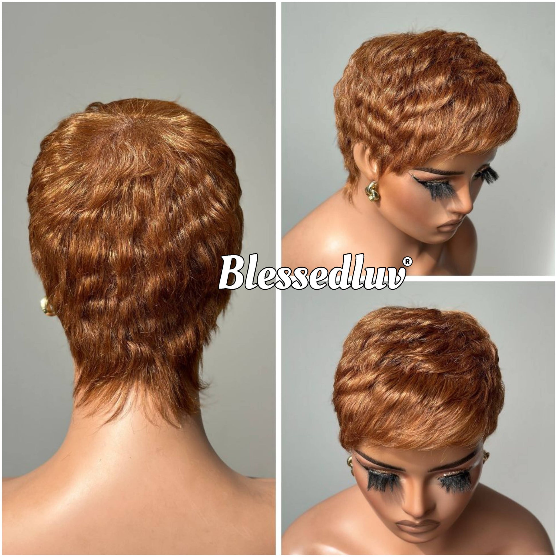 Honey – Pixie Cut Glueless Full Lace Wig, Ready to Wear-Blessedluv.com-Brazilianweave.com